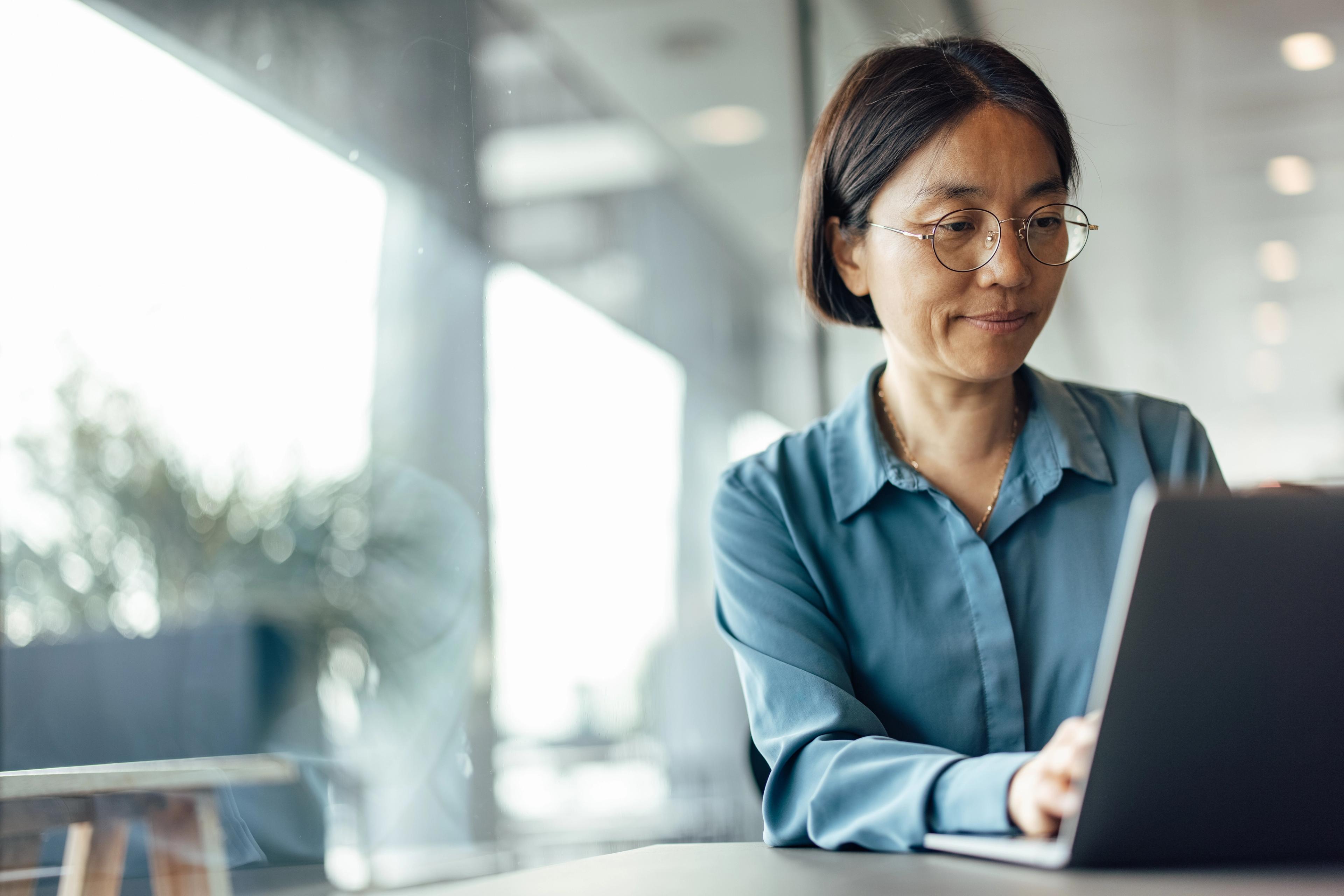 Woman working on laptop