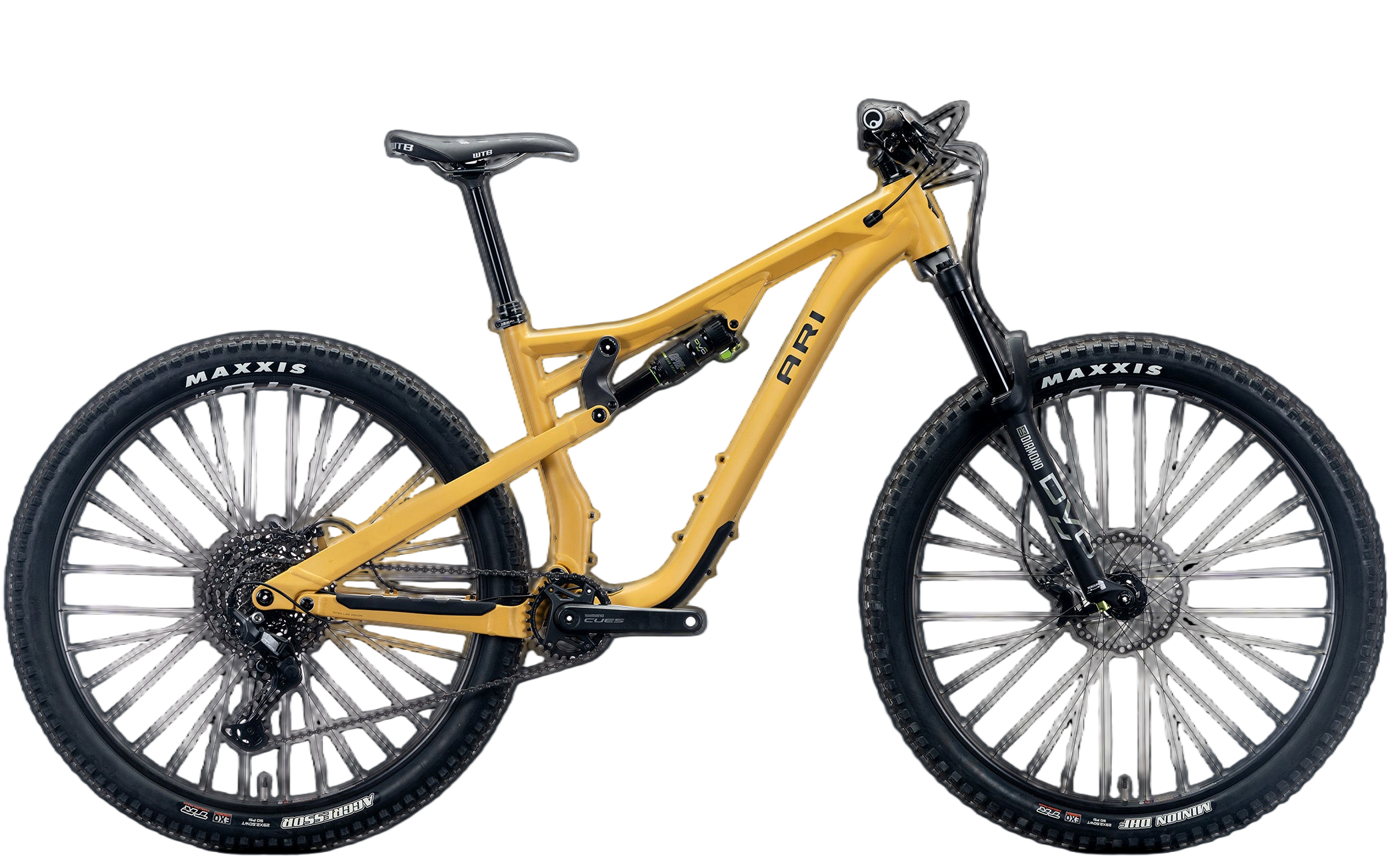 Yellow Cascade Elite mountain bike, size small, studio shot