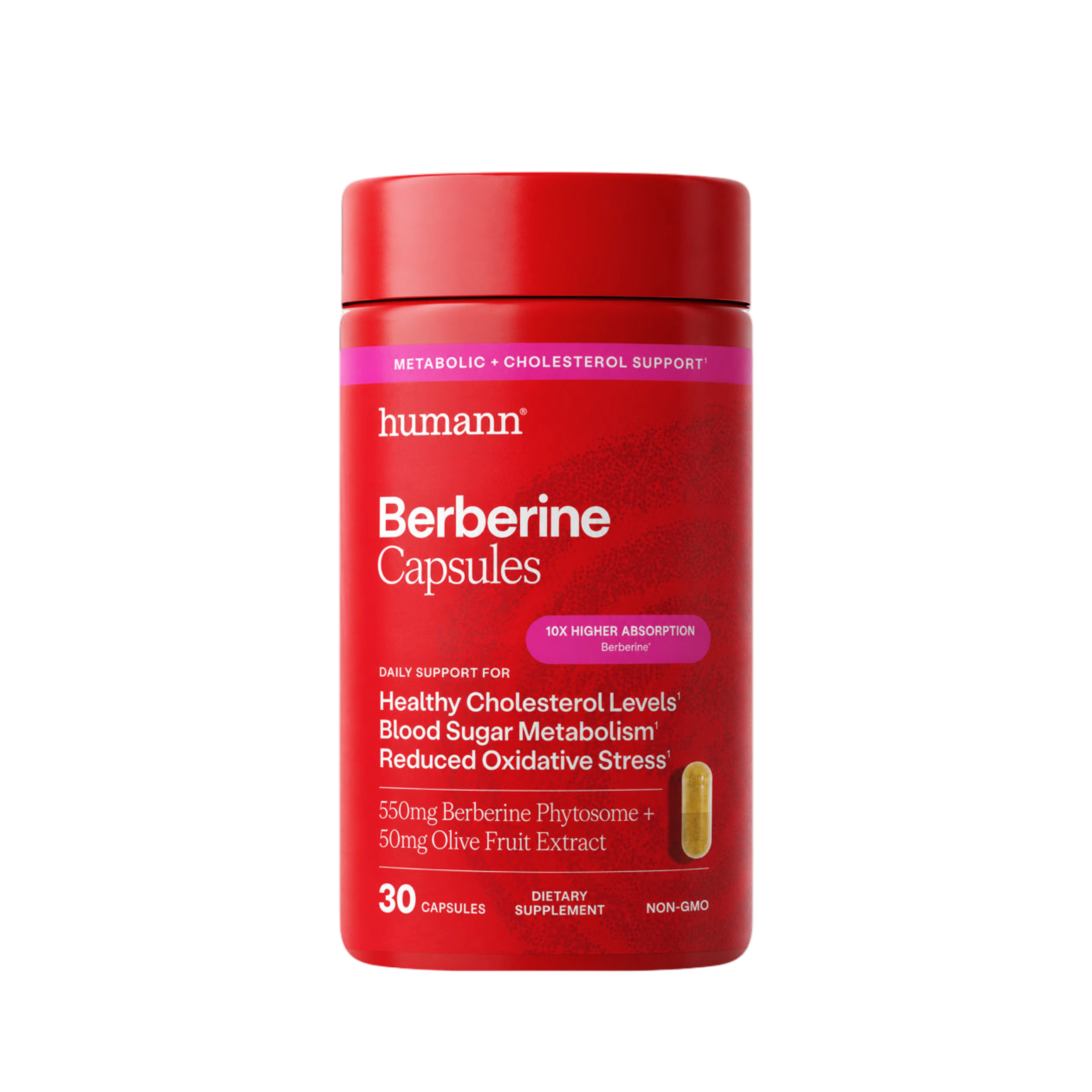 Bottle of SuperBerine 30-count berberine capsules