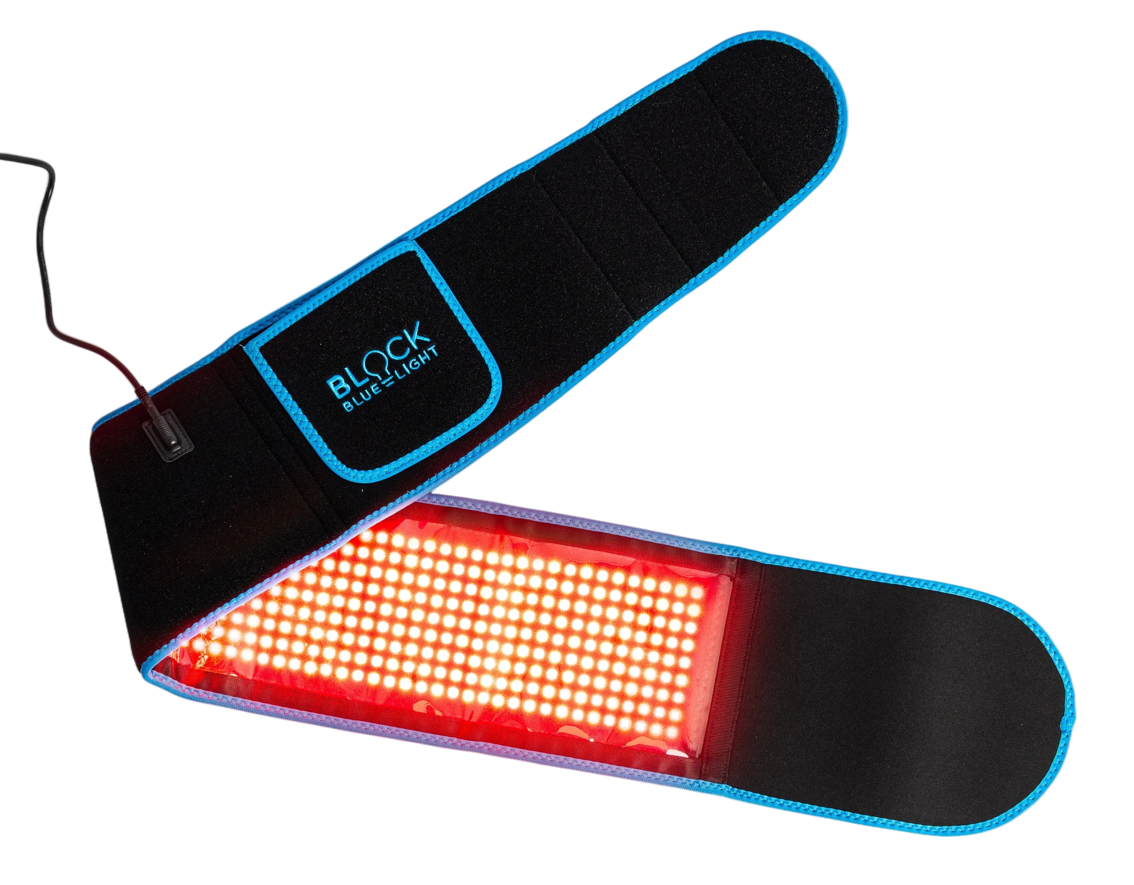 Red light therapy belt partially folded showing LED diodes