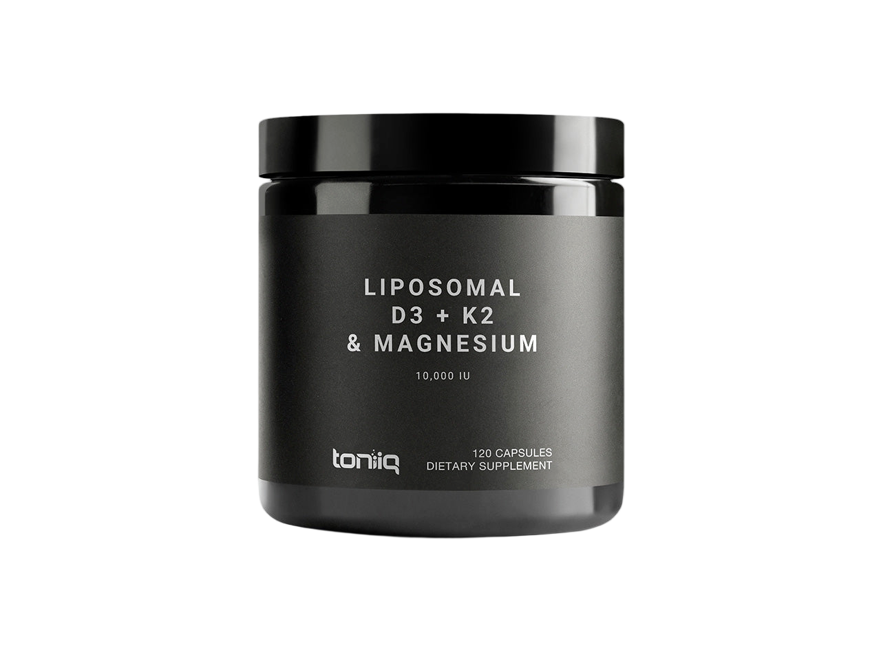 Bottle of Toniiq Liposomal D3 K2 Magnesium 120 capsules