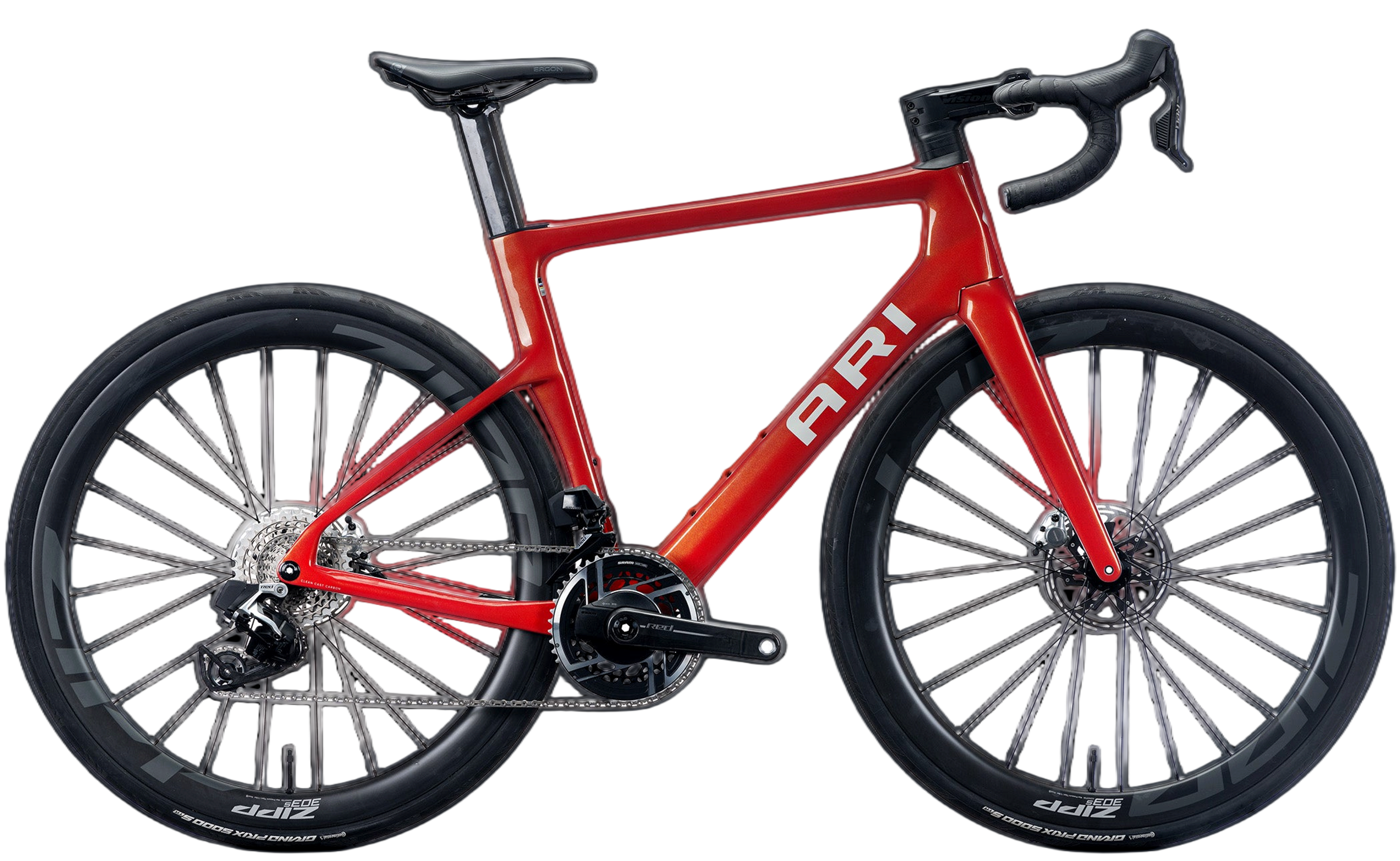 Red and black Veyo kids bike, side view
