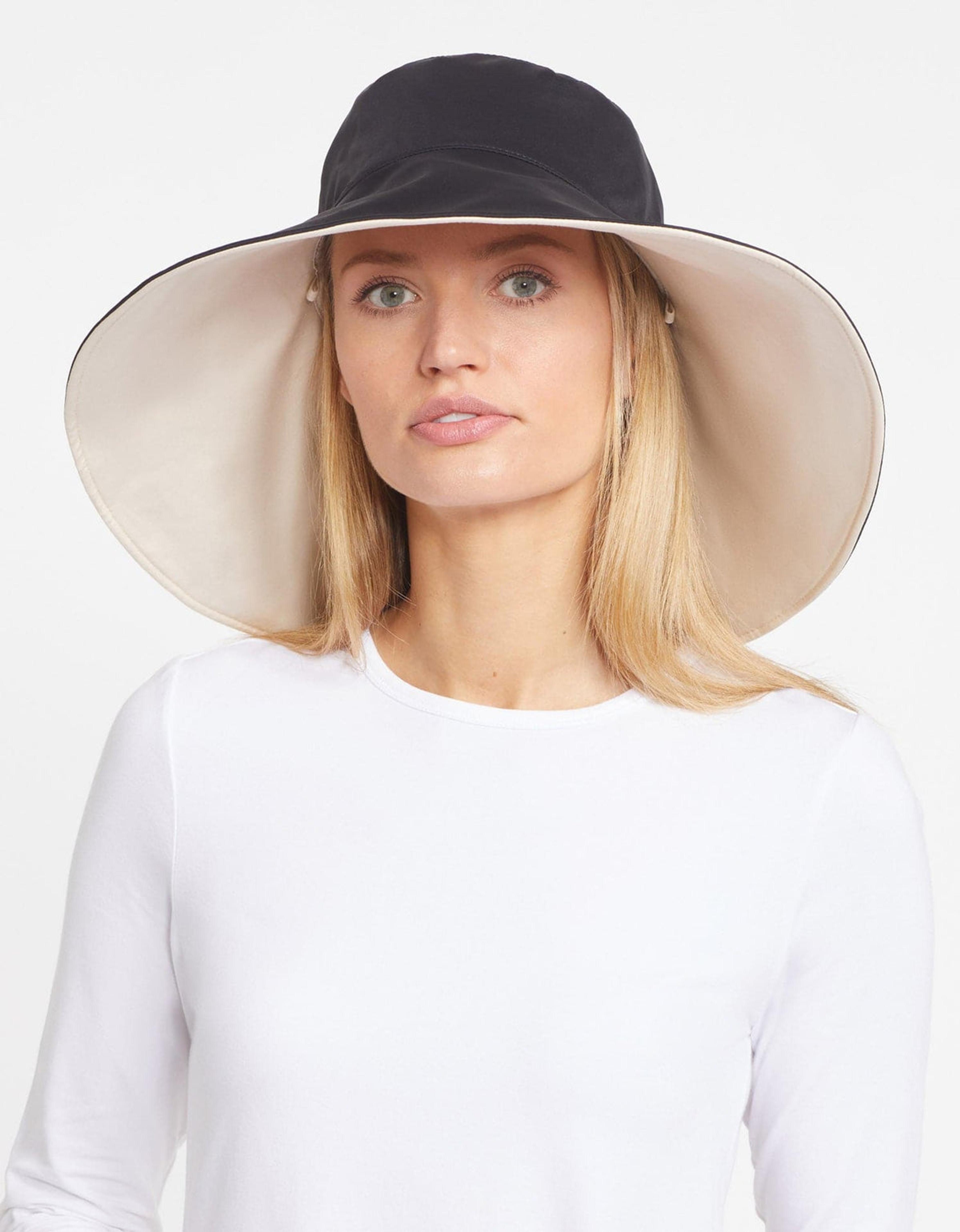 Ultra Wide Brim Hat UPF 50+ in Black / Beige