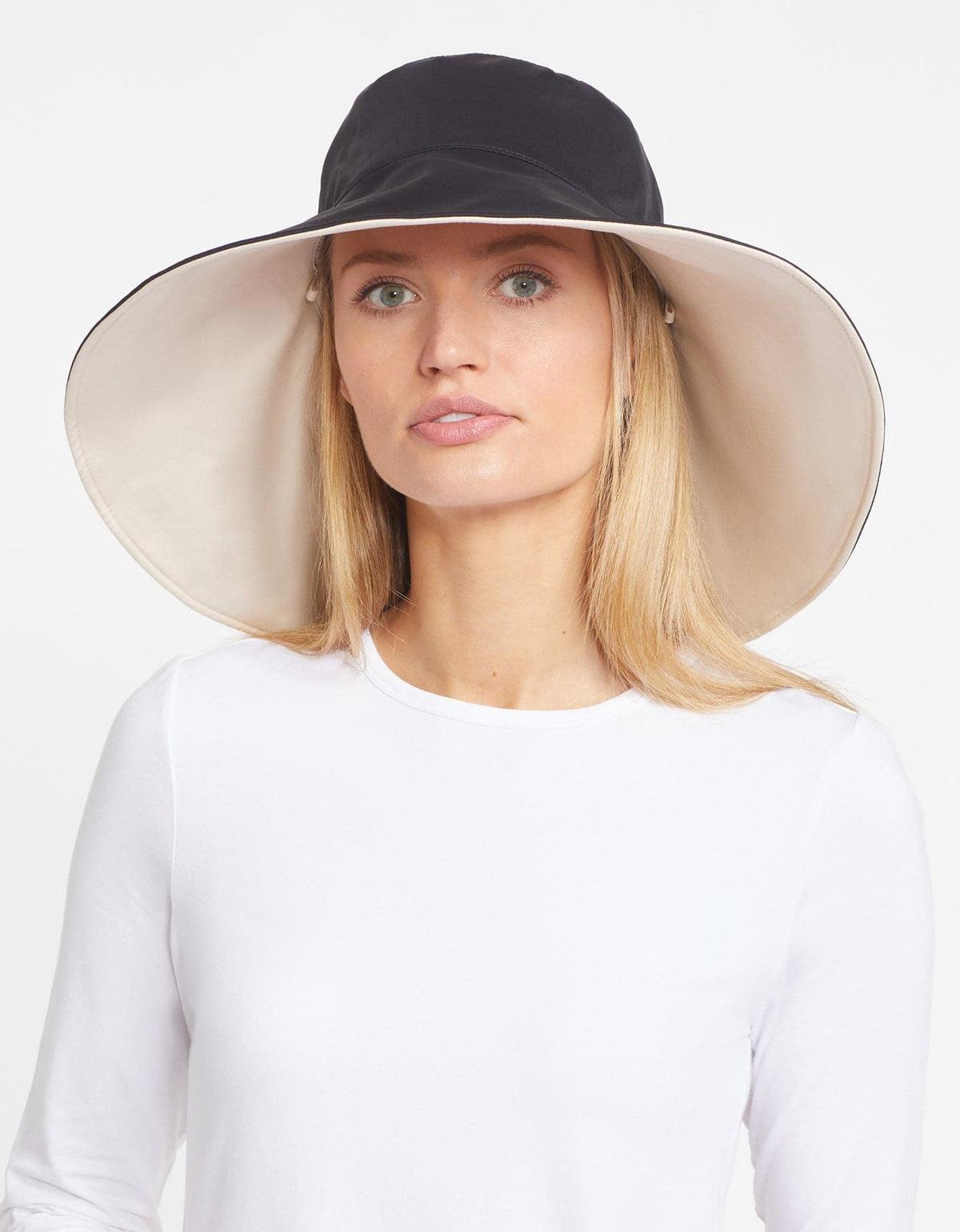 Ultra Wide Brim Hat UPF 50+ in Black / Beige