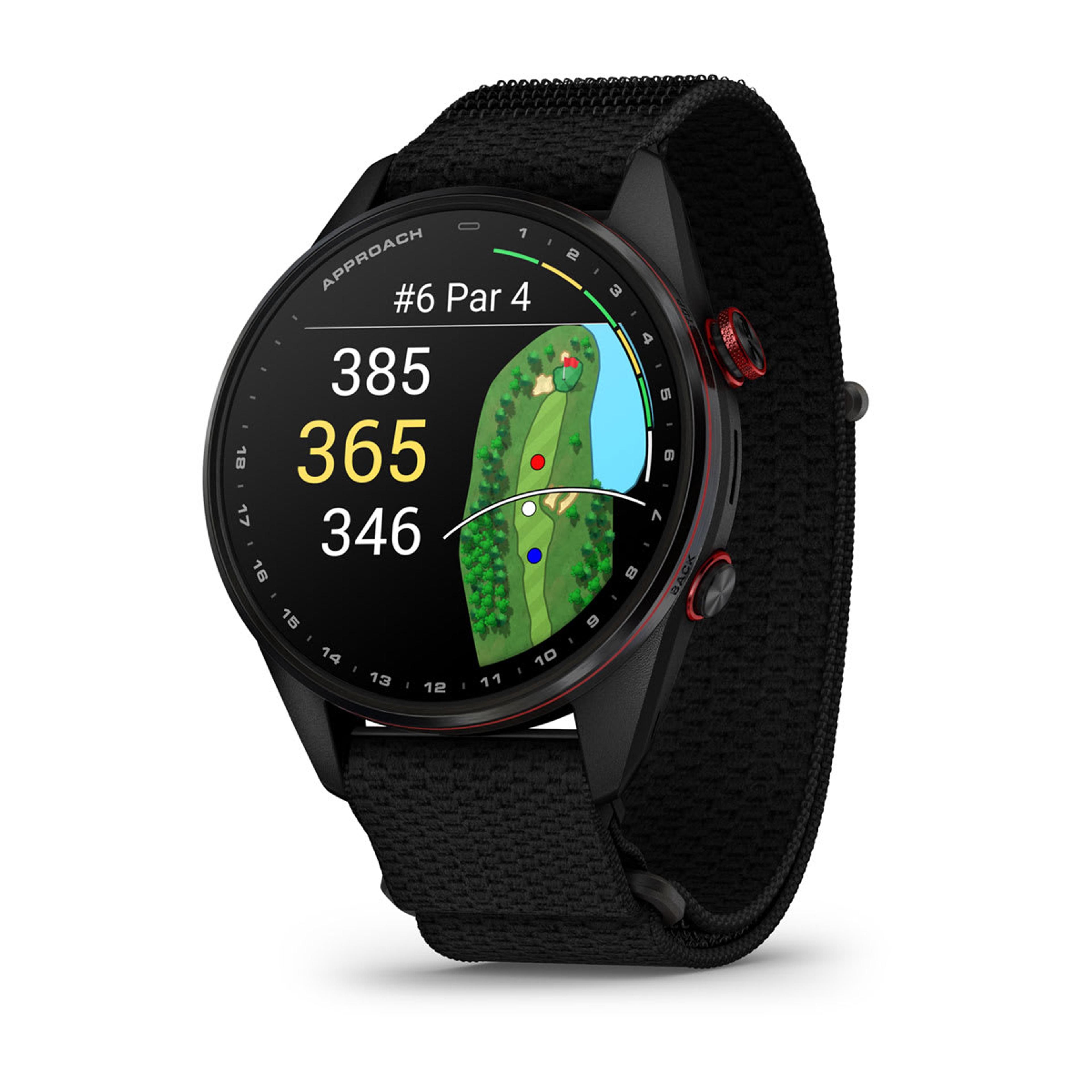 Approach S72 – 47mm in Carbon Gray/Red DLC Titanium Bezel with Black ComfortFit Fabric Band
