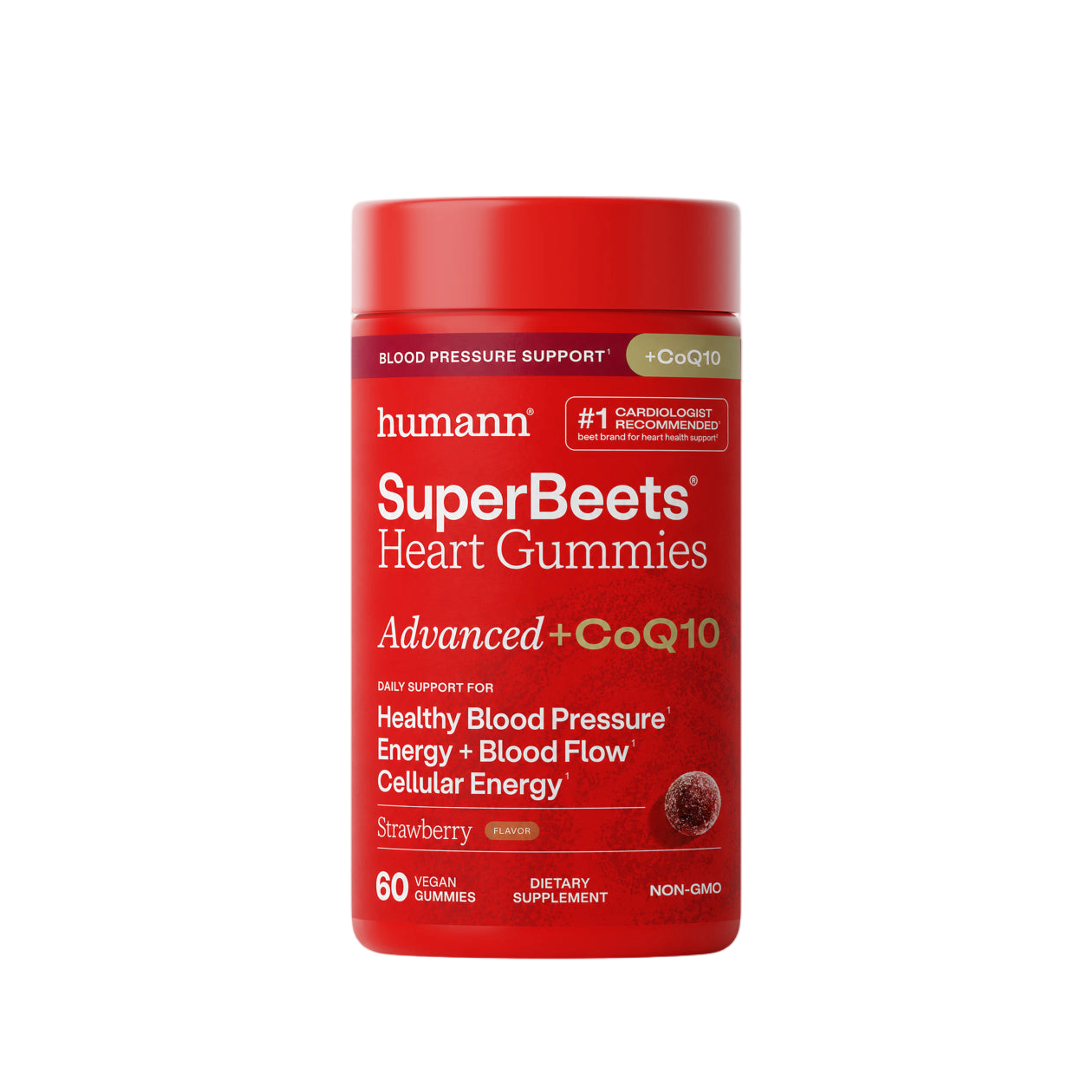 SuperBeets Heart Gummies Advanced with CoQ10 bottle, 60 count