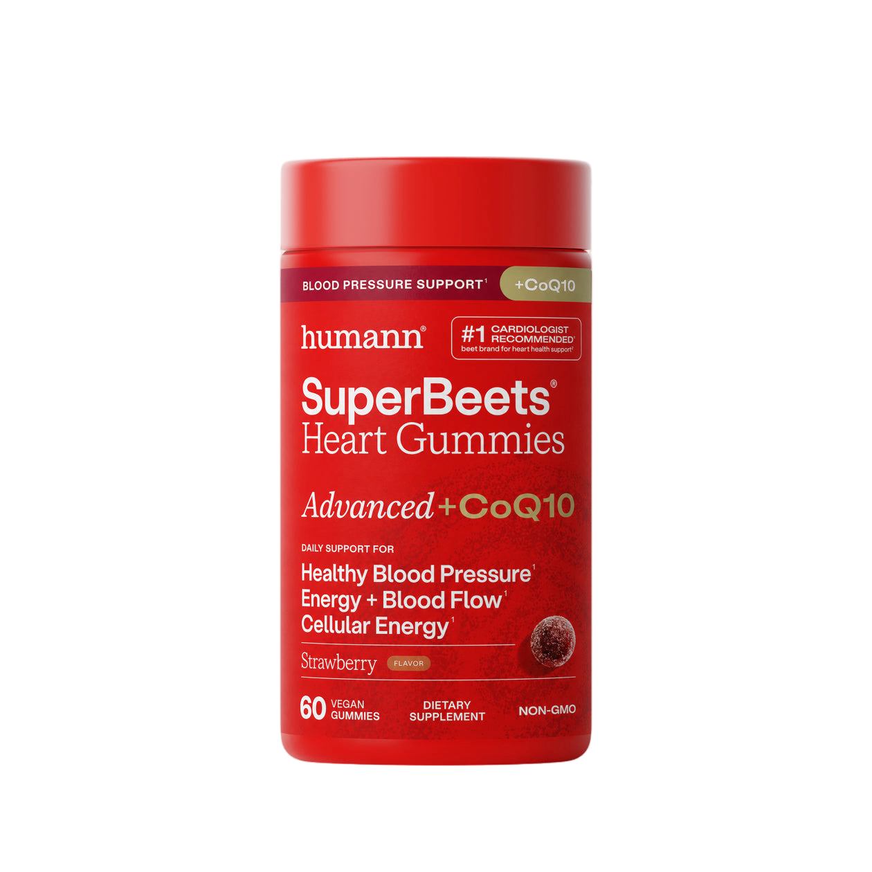 SuperBeets Heart Gummies Advanced with CoQ10 bottle, 60 count