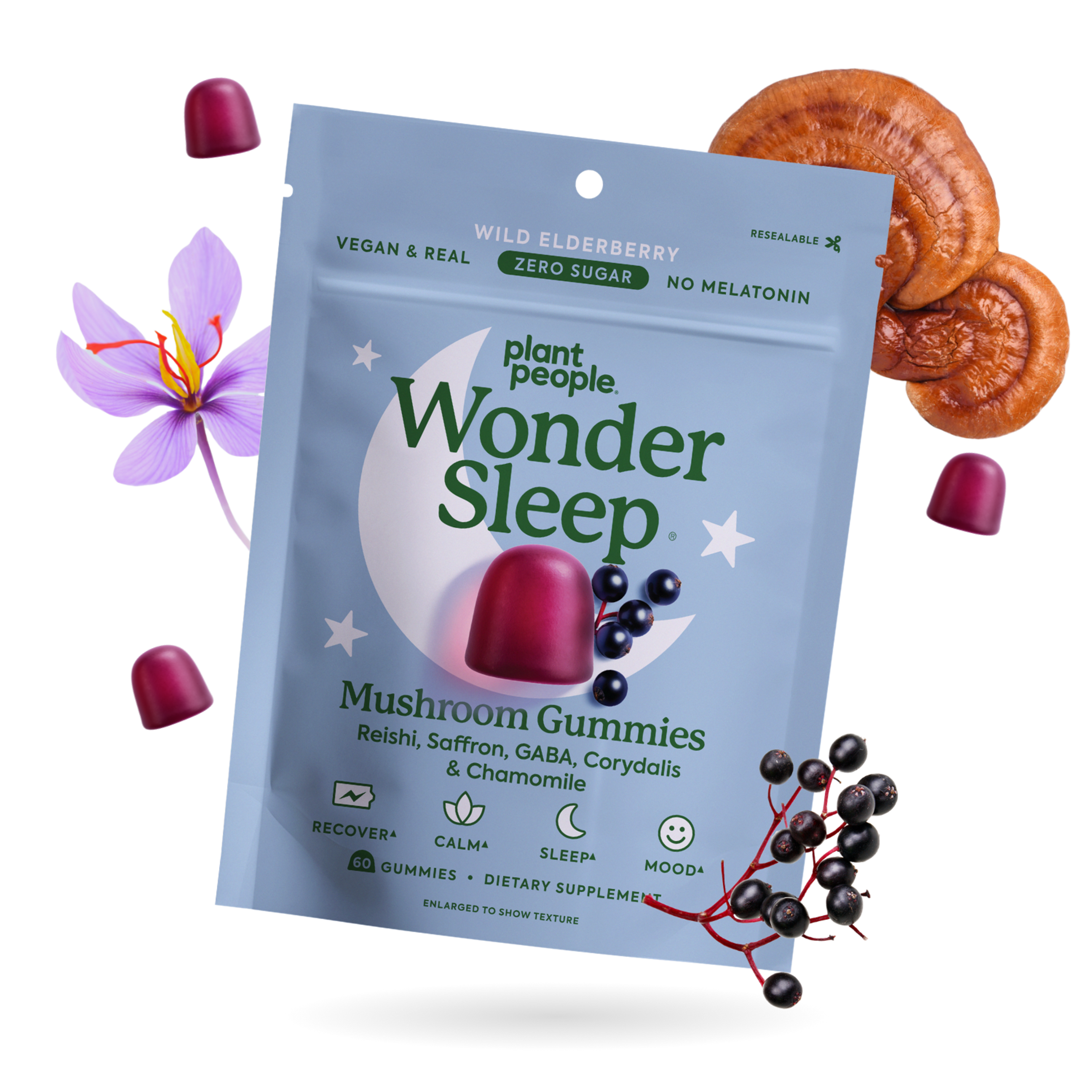 Wonder Sleep gummies with floating sleep-support ingredients