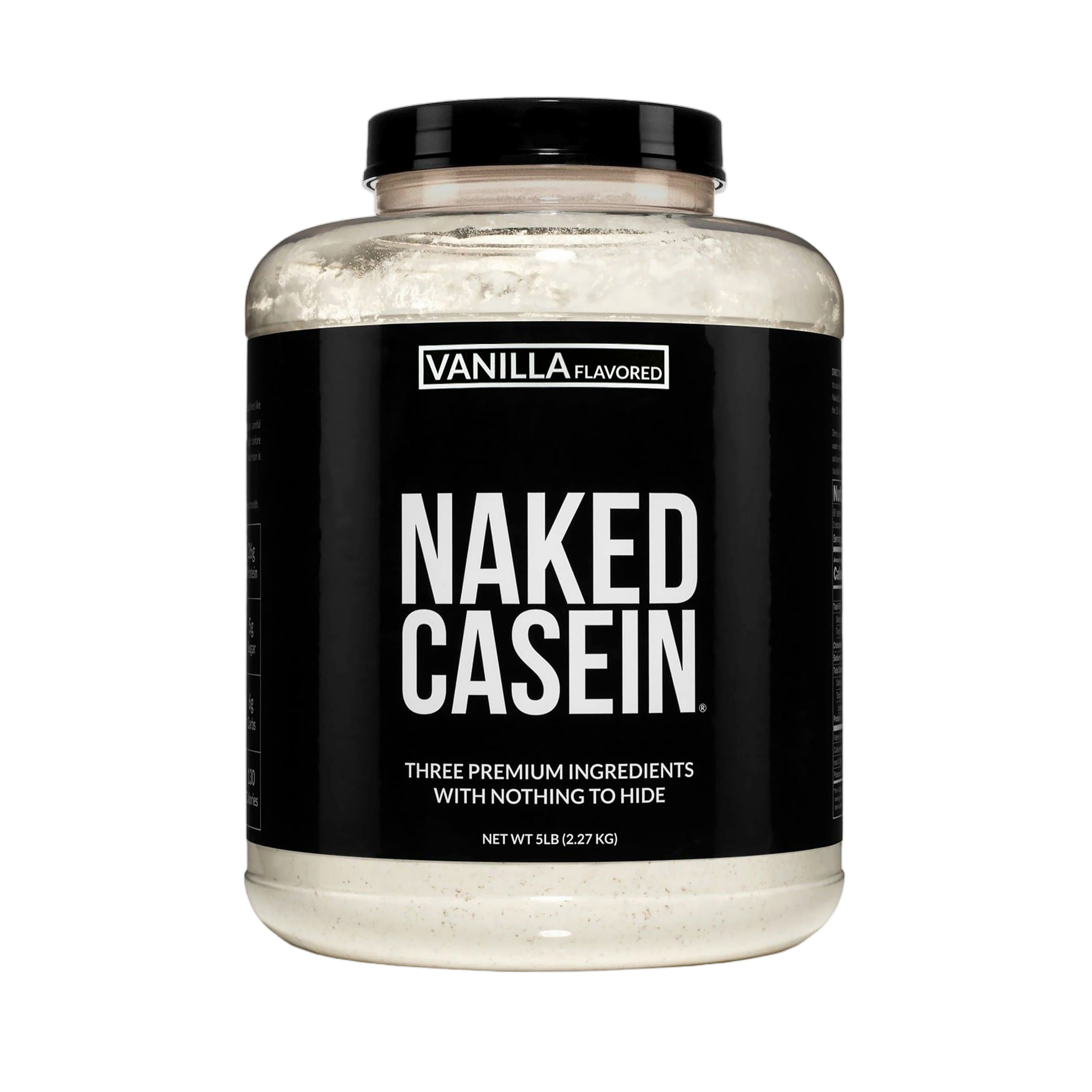 Bag of Naked Vanilla Casein Protein powder, 5lb size