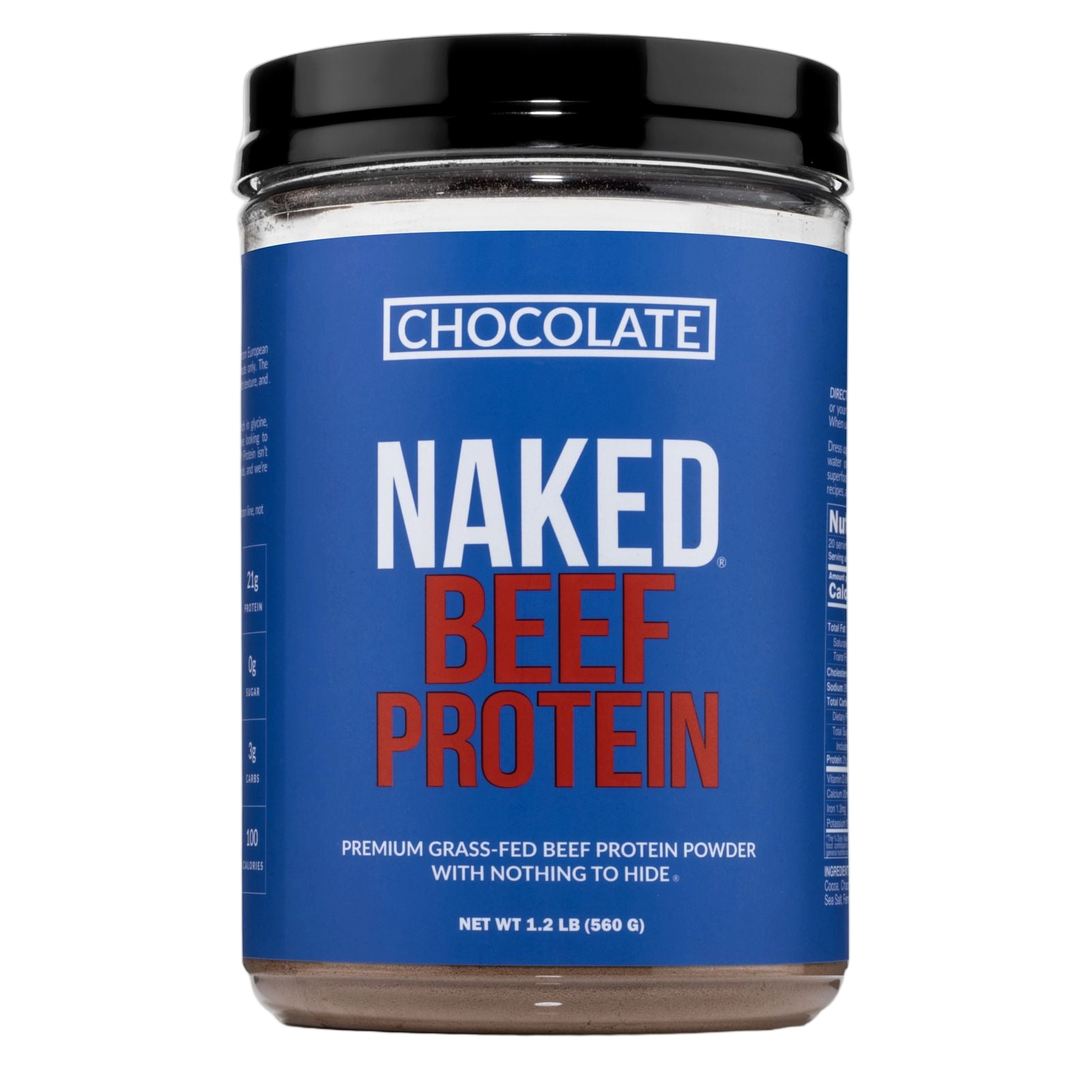Container of Naked Chocolate Beef Protein powder