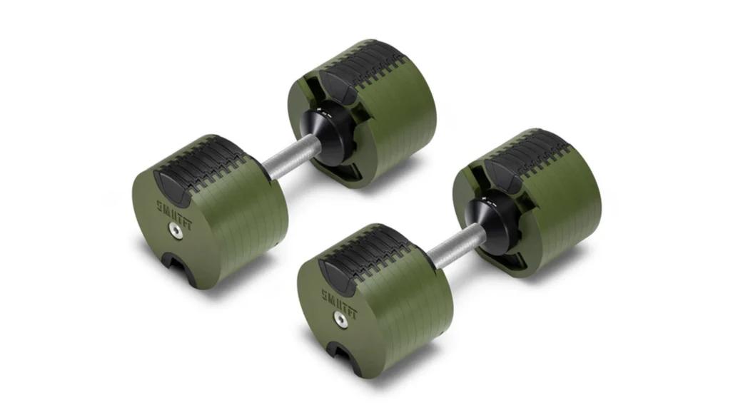 Product image for SMRTFT NÜOBELL 80lb Adjustable Dumbbells in Tactical Green