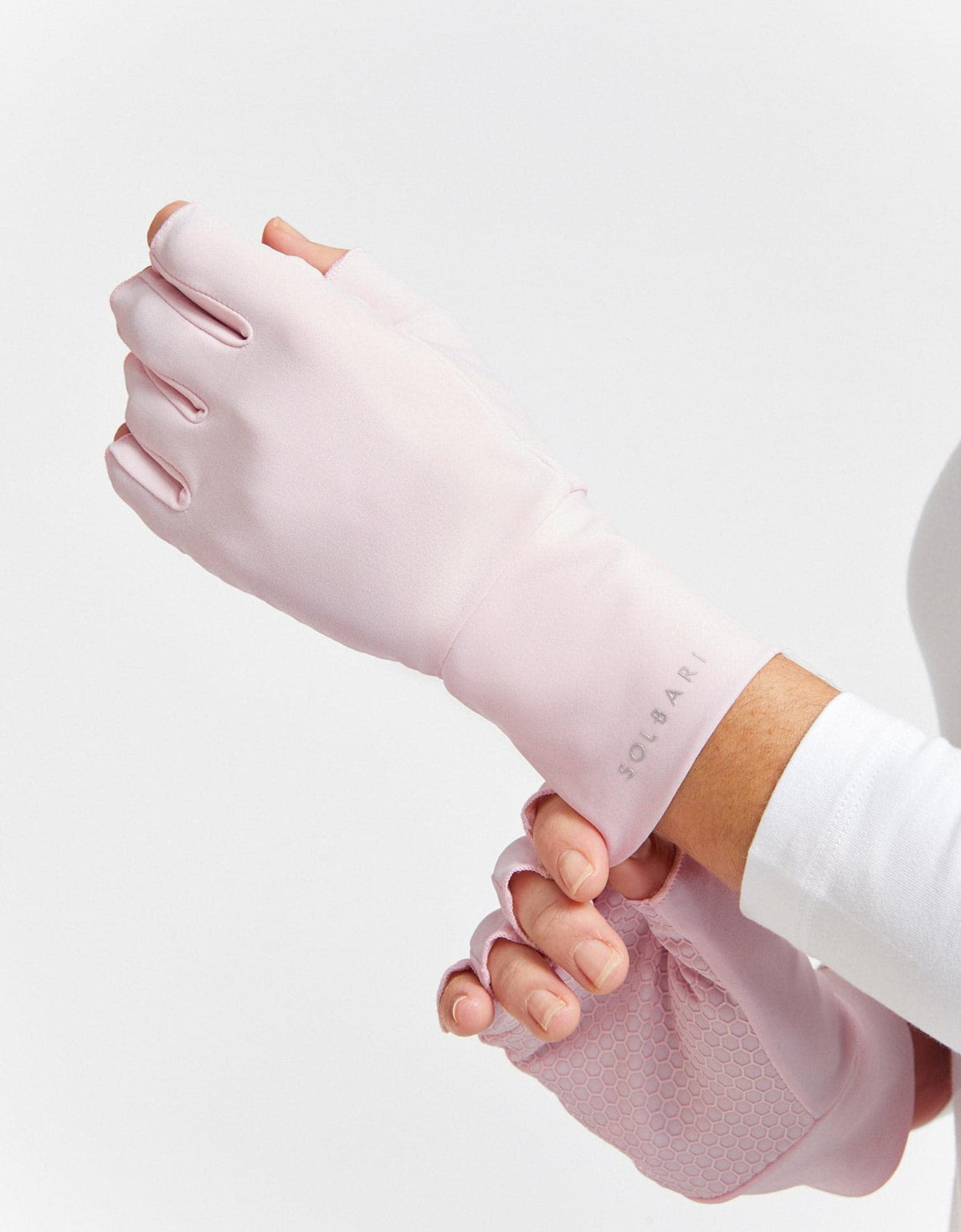 Fingerless Driving Gloves UPF 50+ Sun Protection in Light Pink