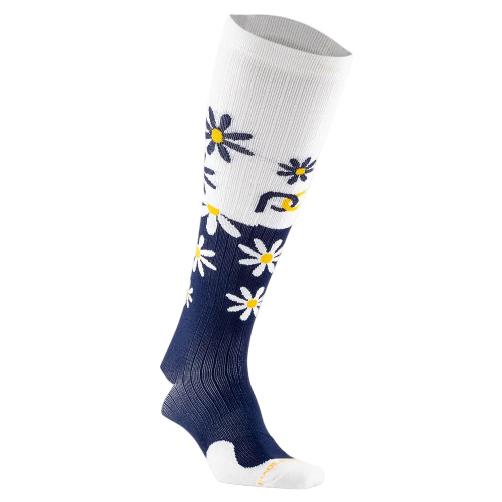 Navy Blue Daisies Compression Sock