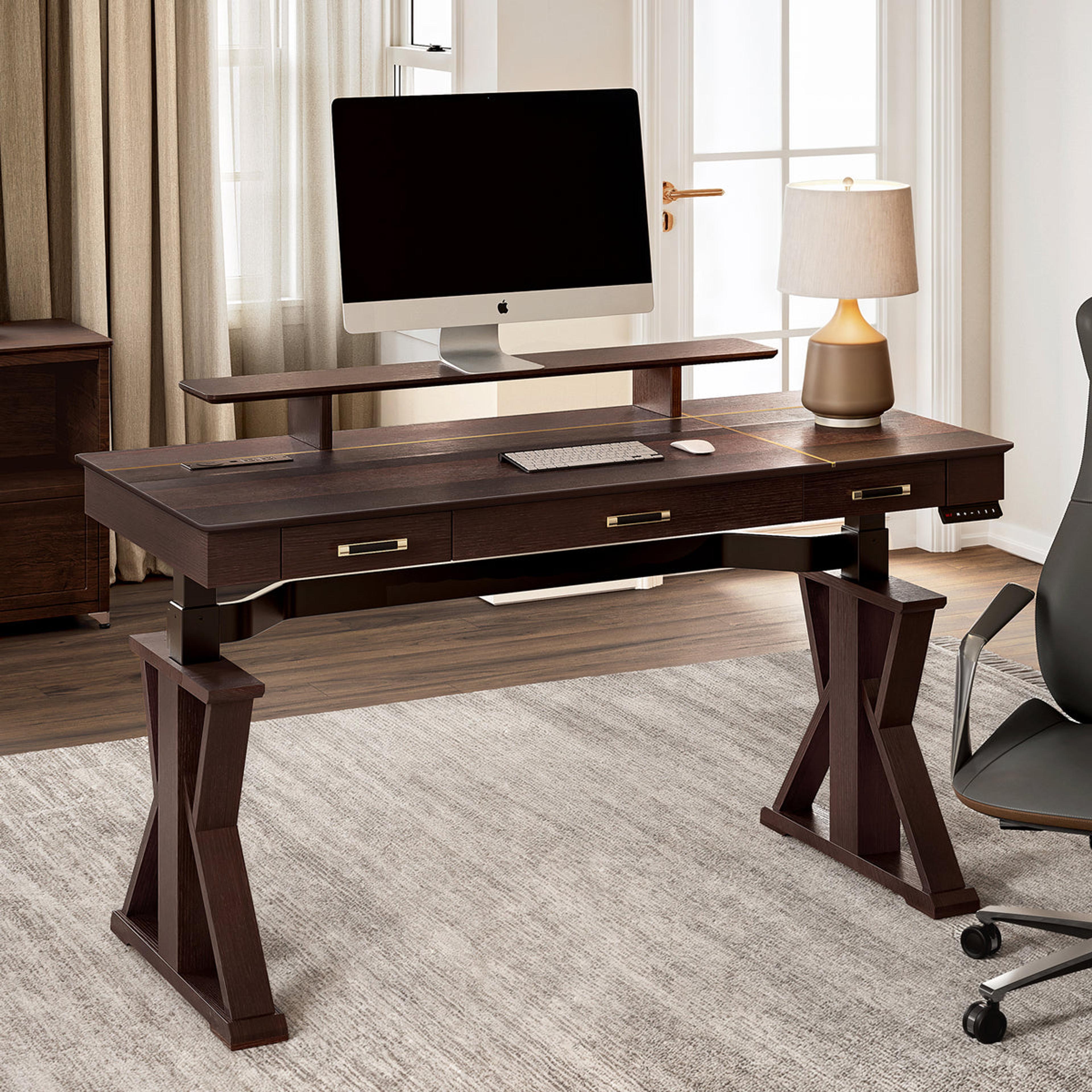 Ark SWS Pro Executive Standing Desk (63"x29") in Dark Brown