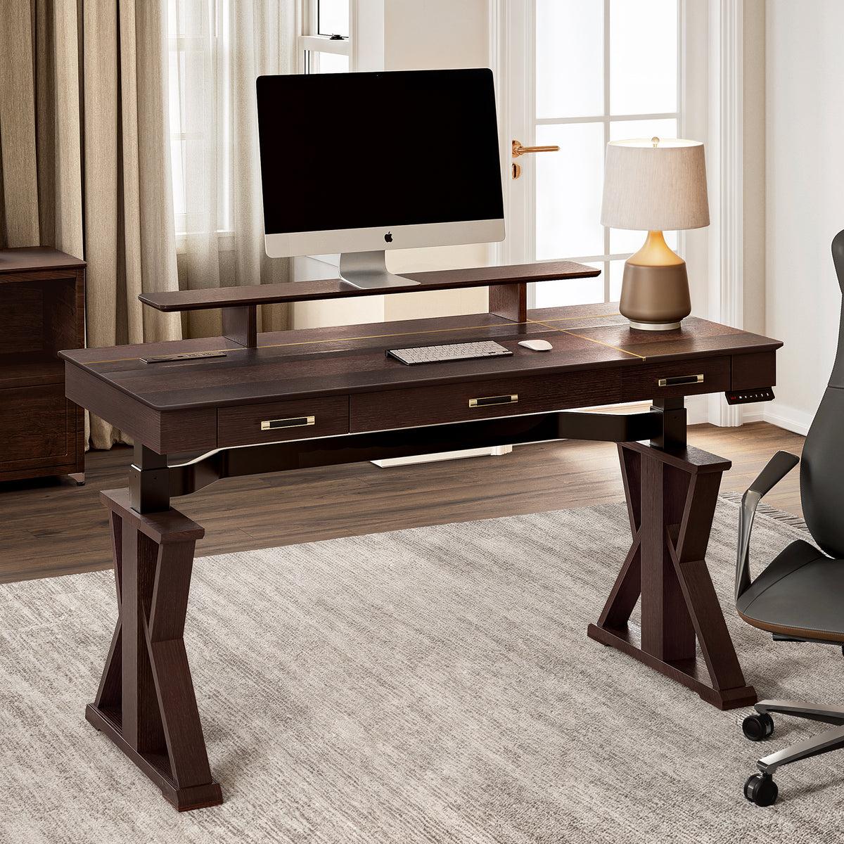 Ark SWS Pro Executive Standing Desk (63"x29") in Dark Brown