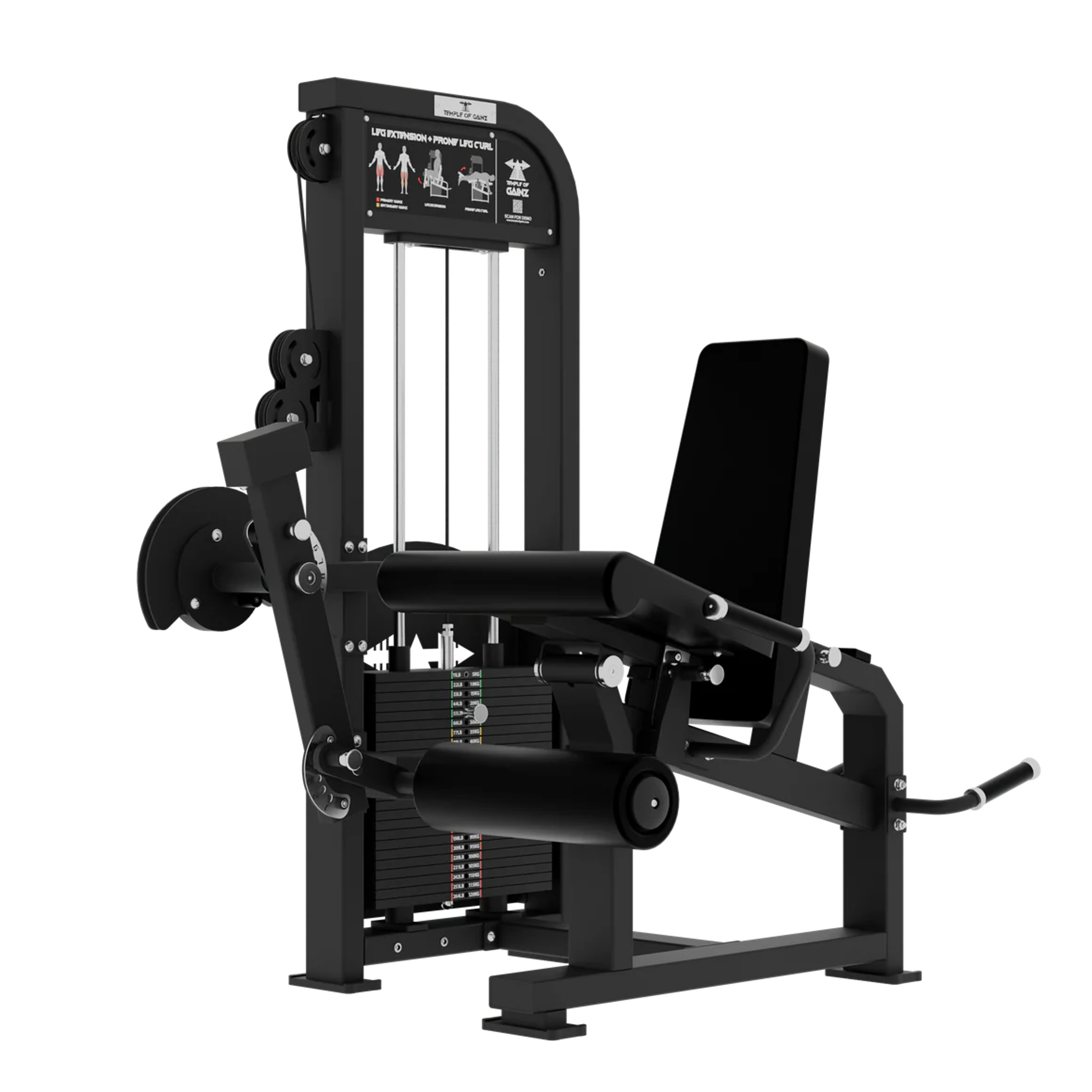 SELECTORIZED LEG EXTENSION + PRONE LEG CURL MACHINE VERSION 3