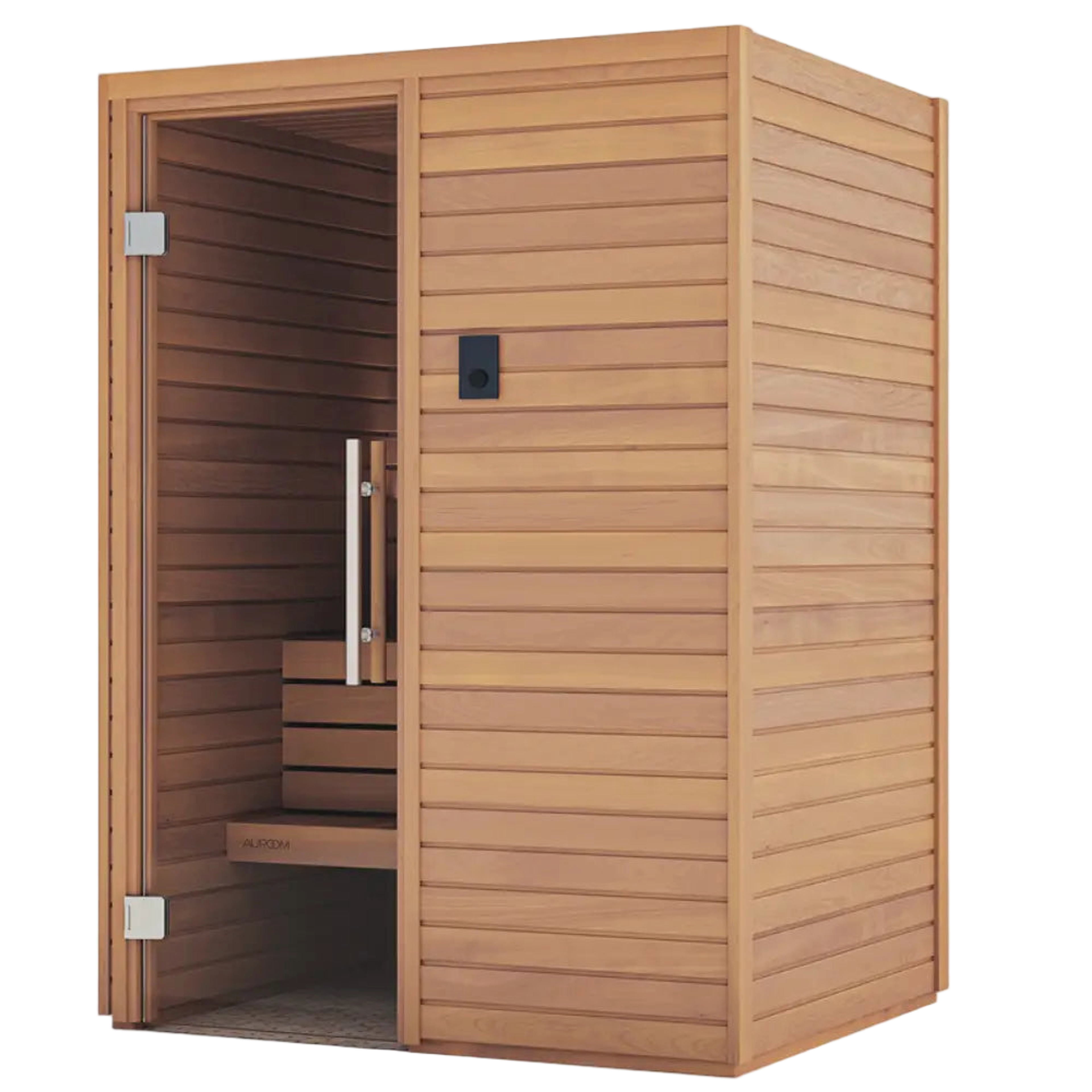 Cala Wood Indoor Cabin Sauna by Auroom exterior view
