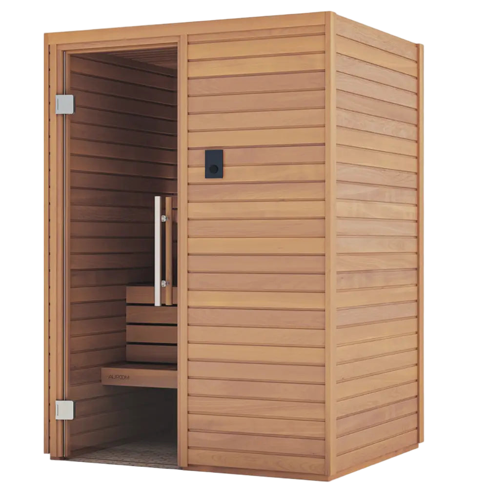 Cala Wood Indoor Cabin Sauna by Auroom exterior view