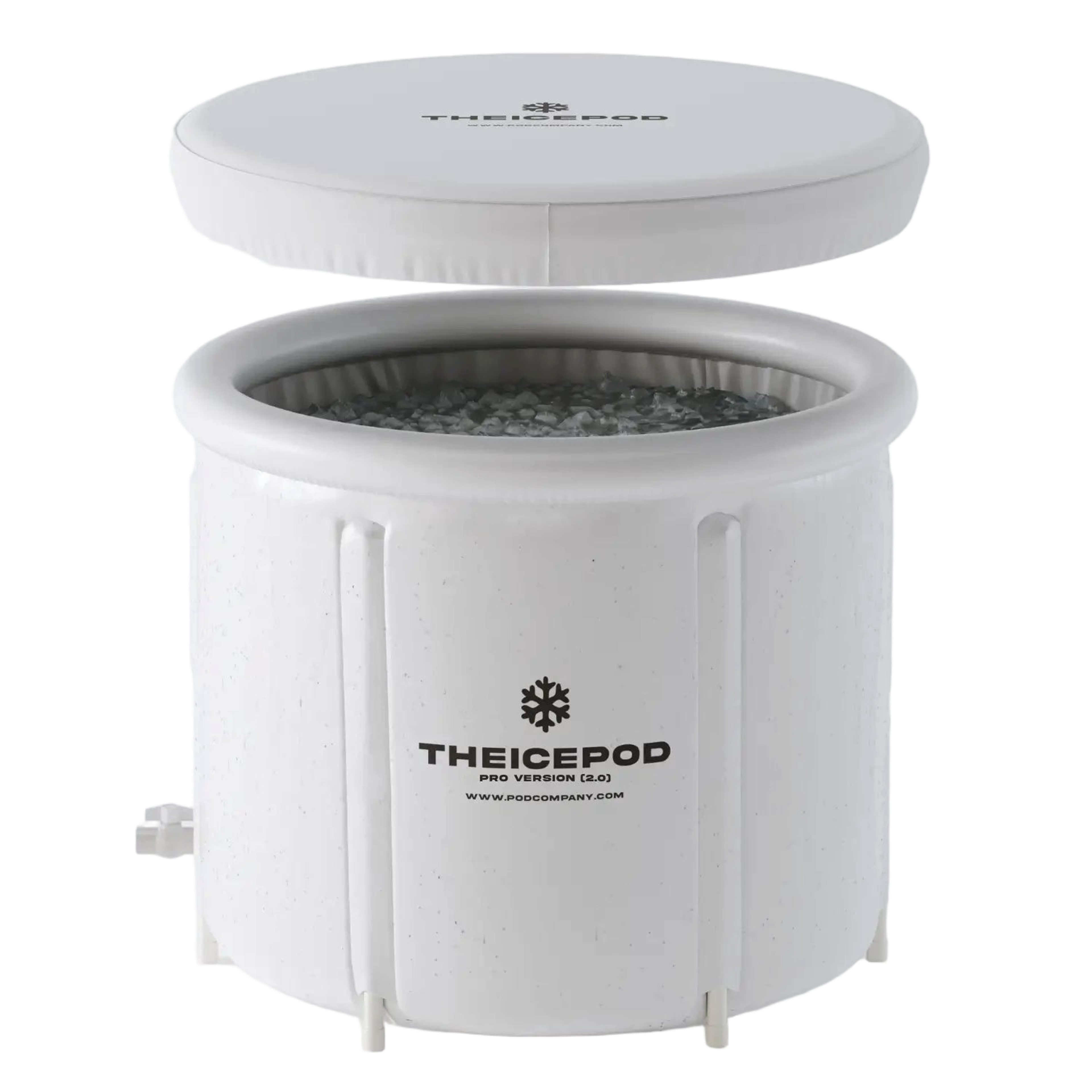 White ice pod cold plunge tub, front view