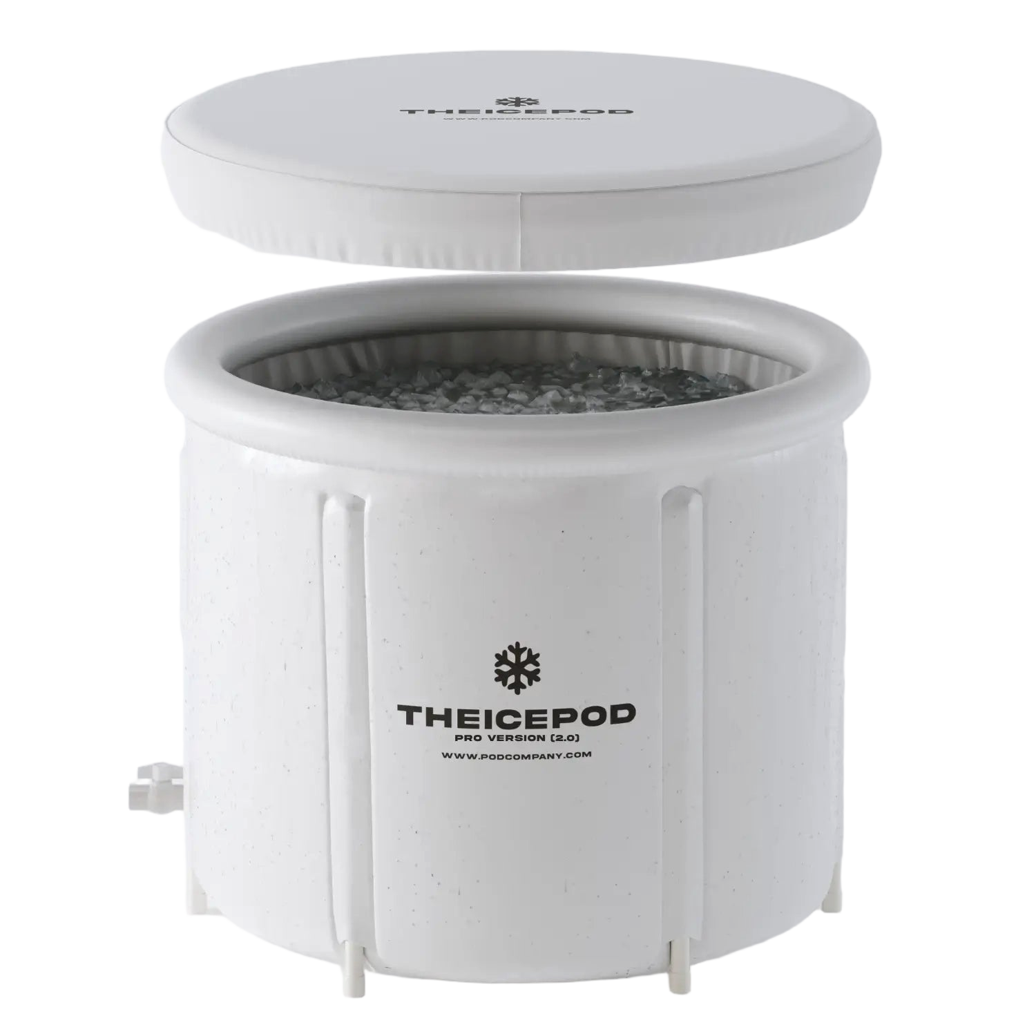 White ice pod cold plunge tub, front view