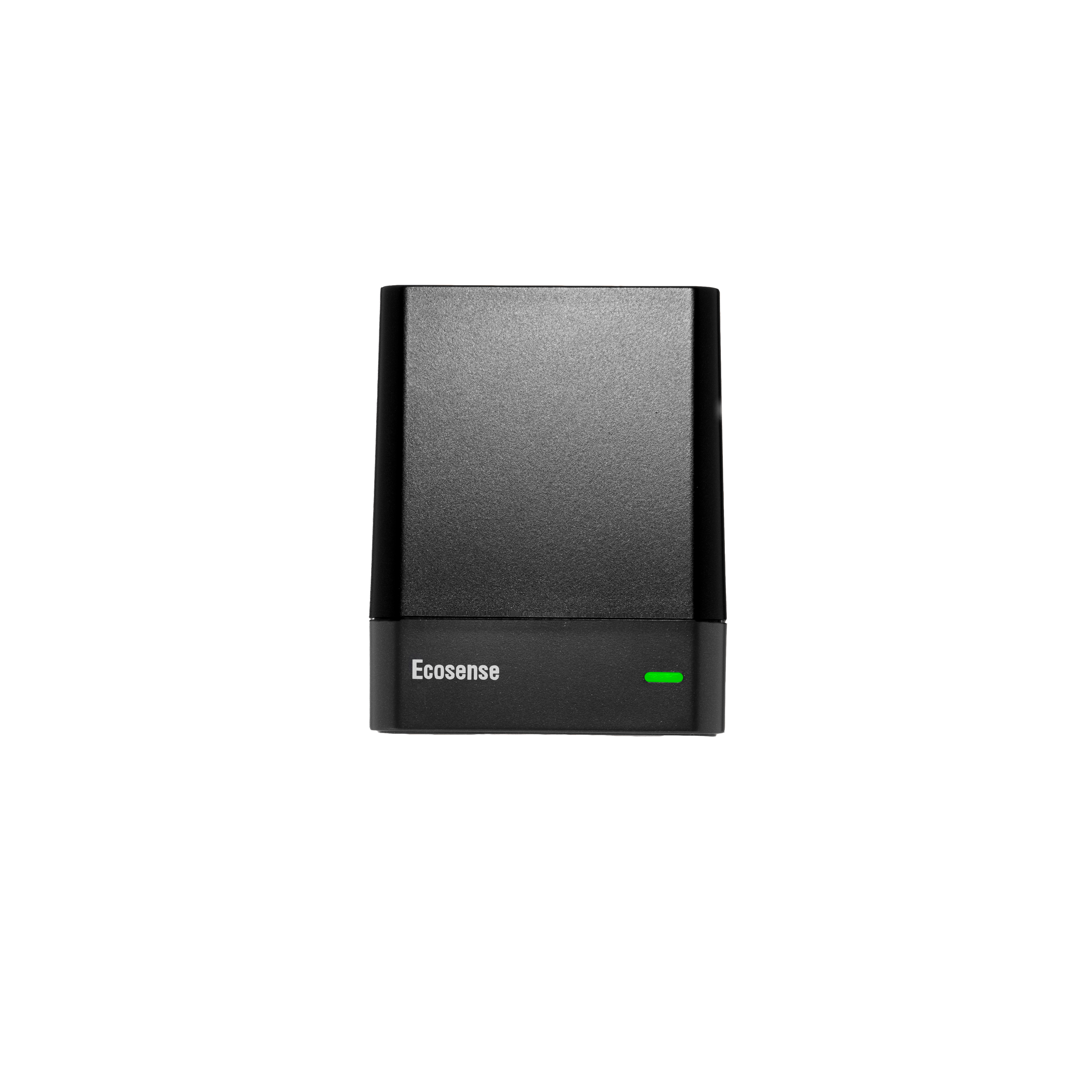 Black rectangular Ecosense device with a green indicator light.