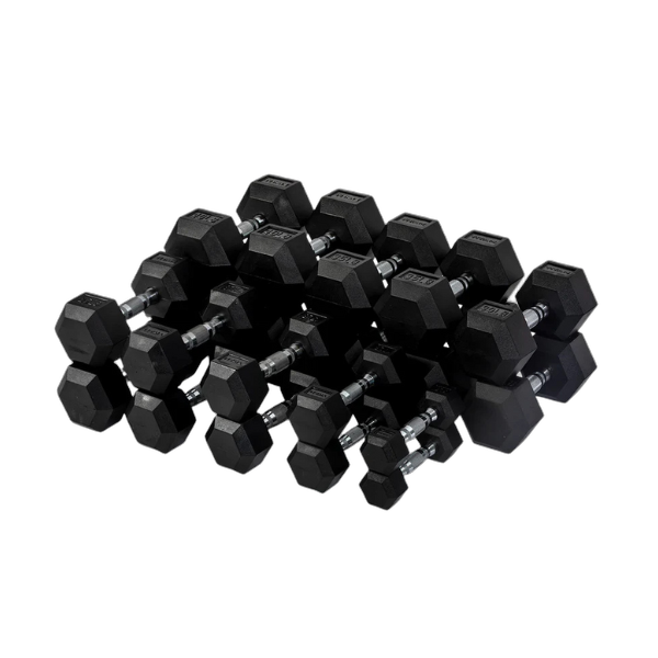 Blazzed 5-50lb Rubber Hex Dumbbell Set