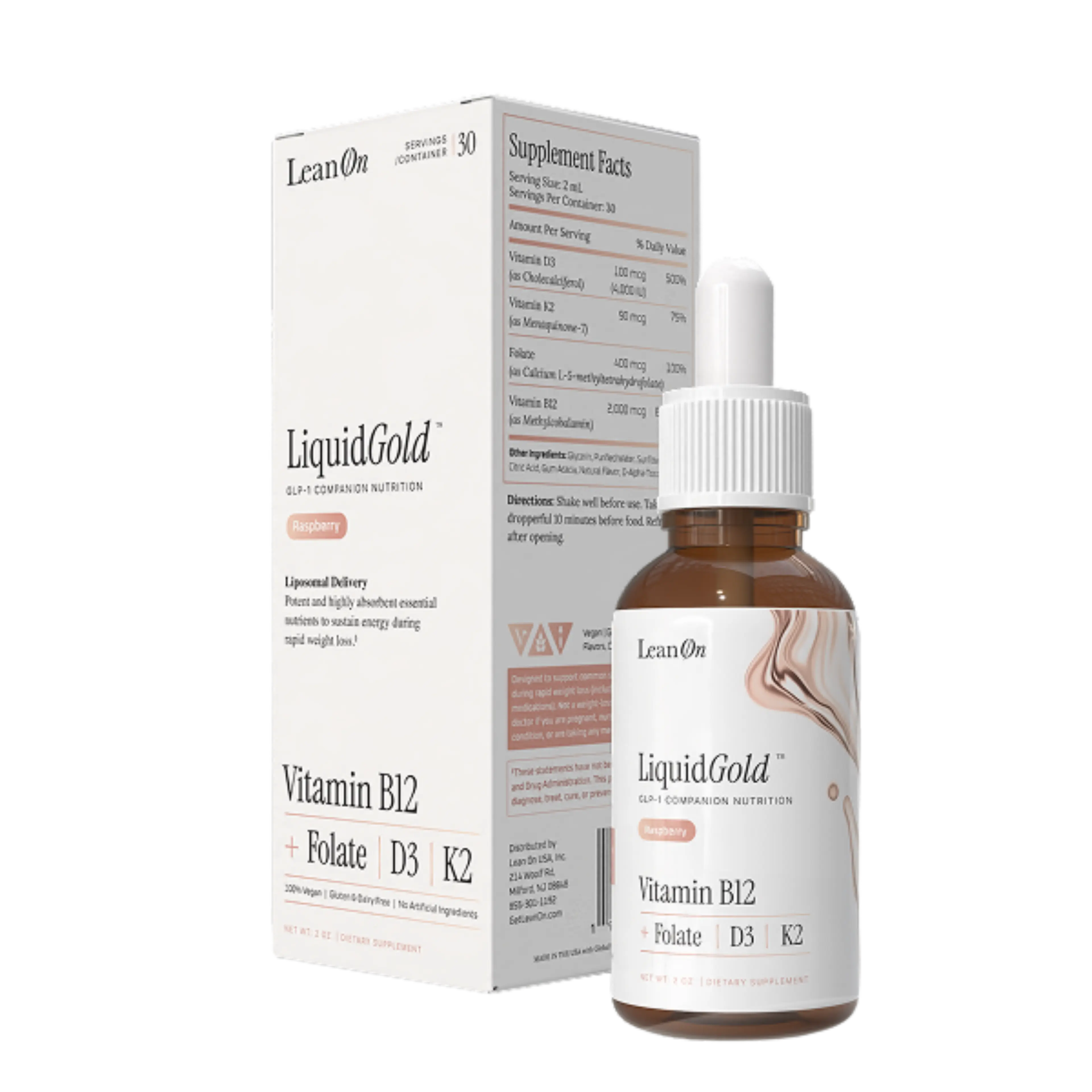 LiquidGold Ultra Strength Liposomal Vitamin B12 with Folate, D3, K2