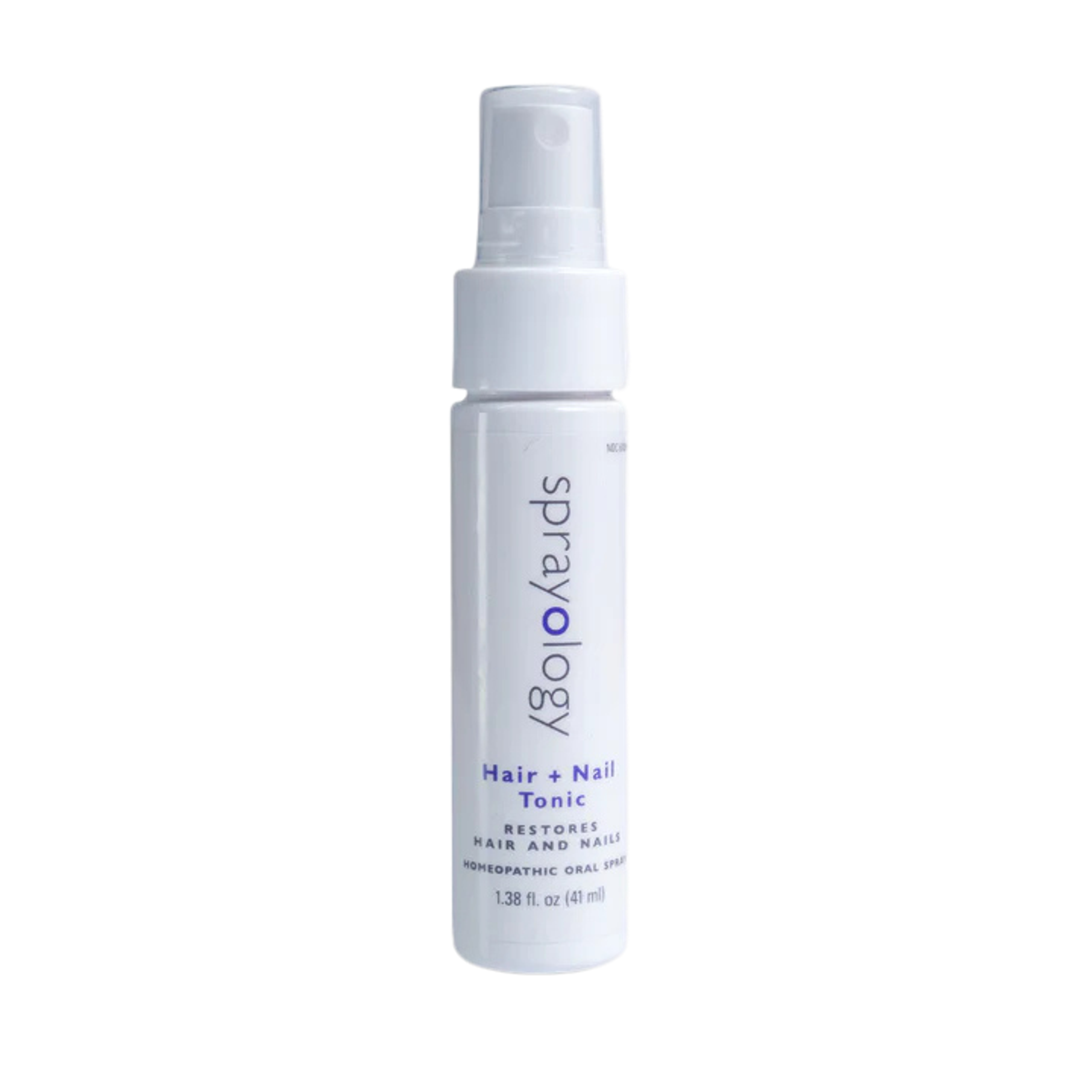 A white spray bottle of Sprayology Hair + Nail Tonic.
