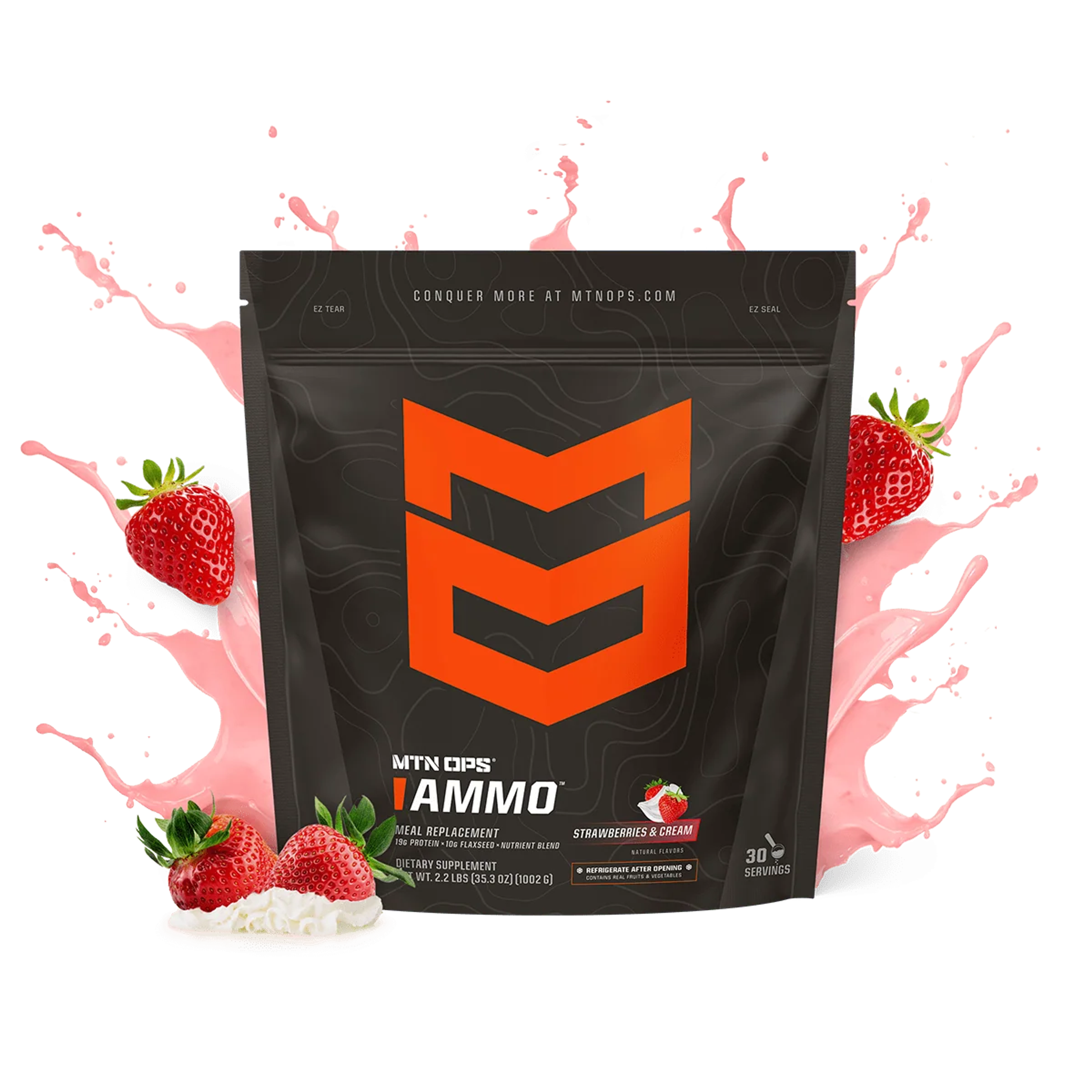 Product image for AMMO Meal Replacement Pouch - 30 Servings / Cinnamon Swirl in Strawberries and Cream