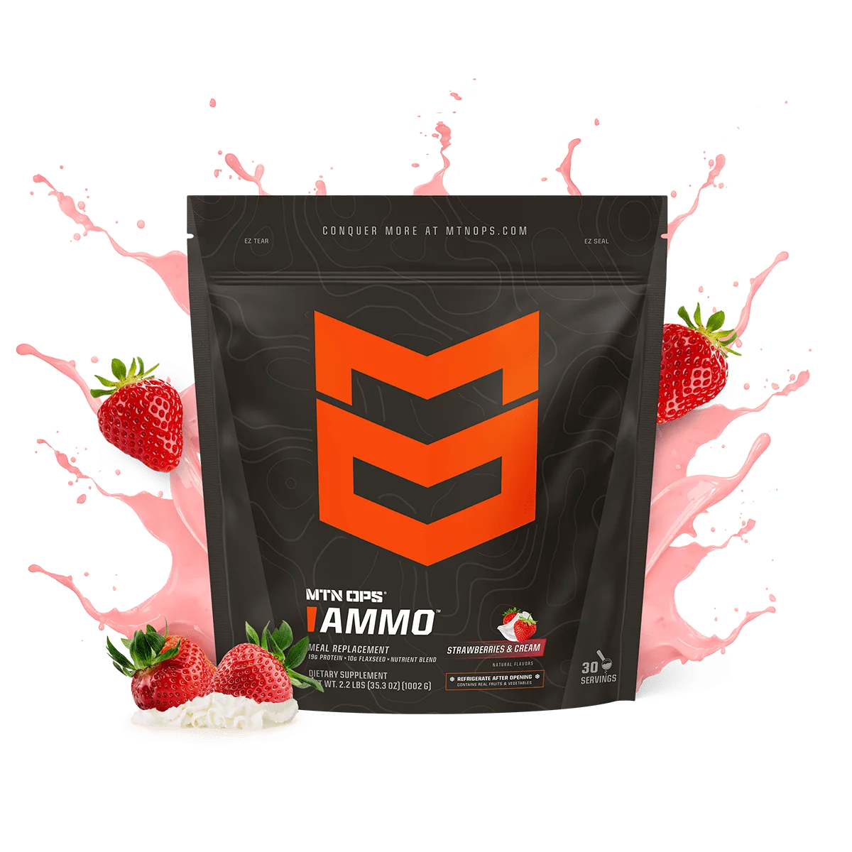 Product image for AMMO Meal Replacement Pouch - 30 Servings / Cinnamon Swirl in Strawberries and Cream