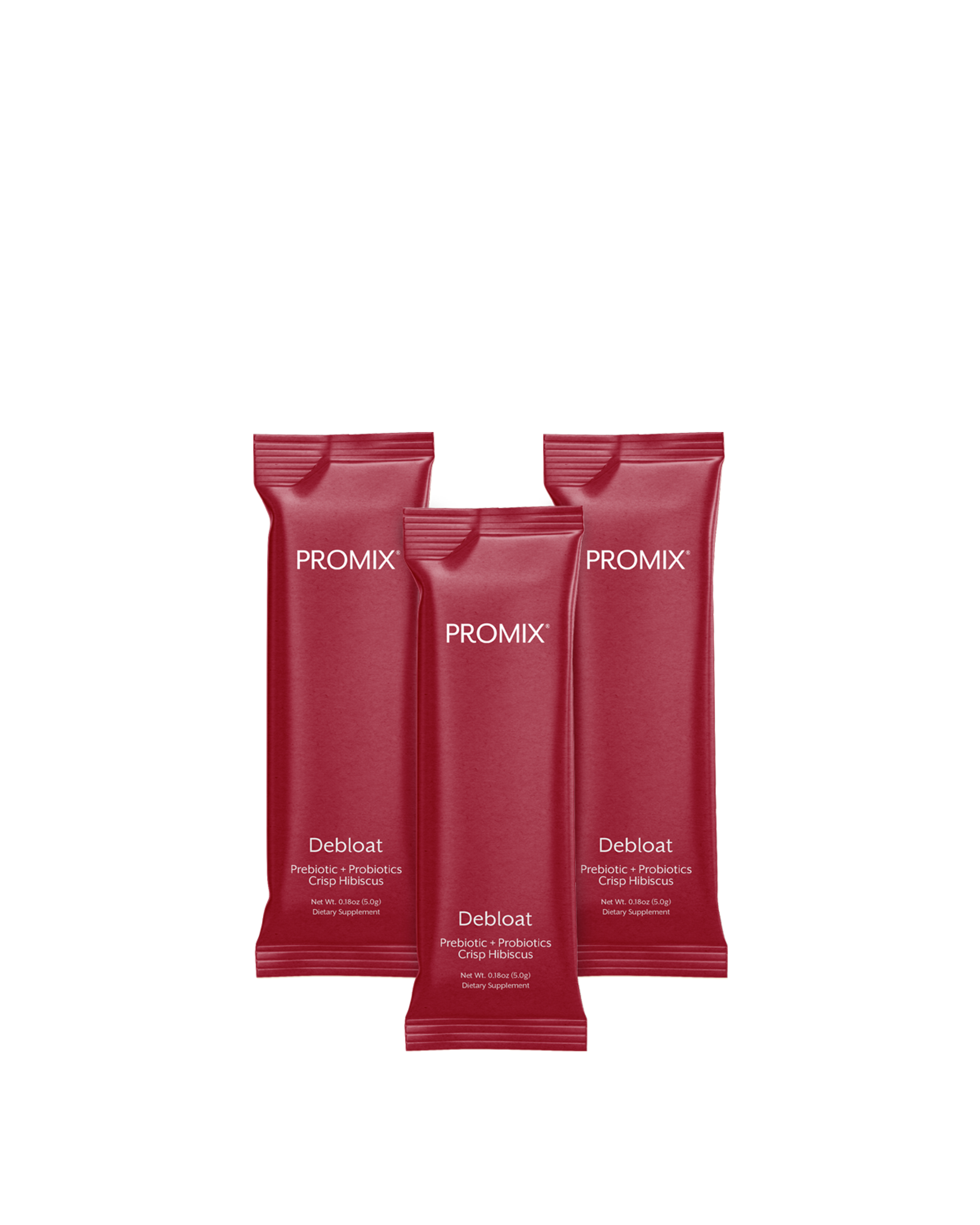 Stick pack of Promix Crisp Hibiscus Debloat supplement
