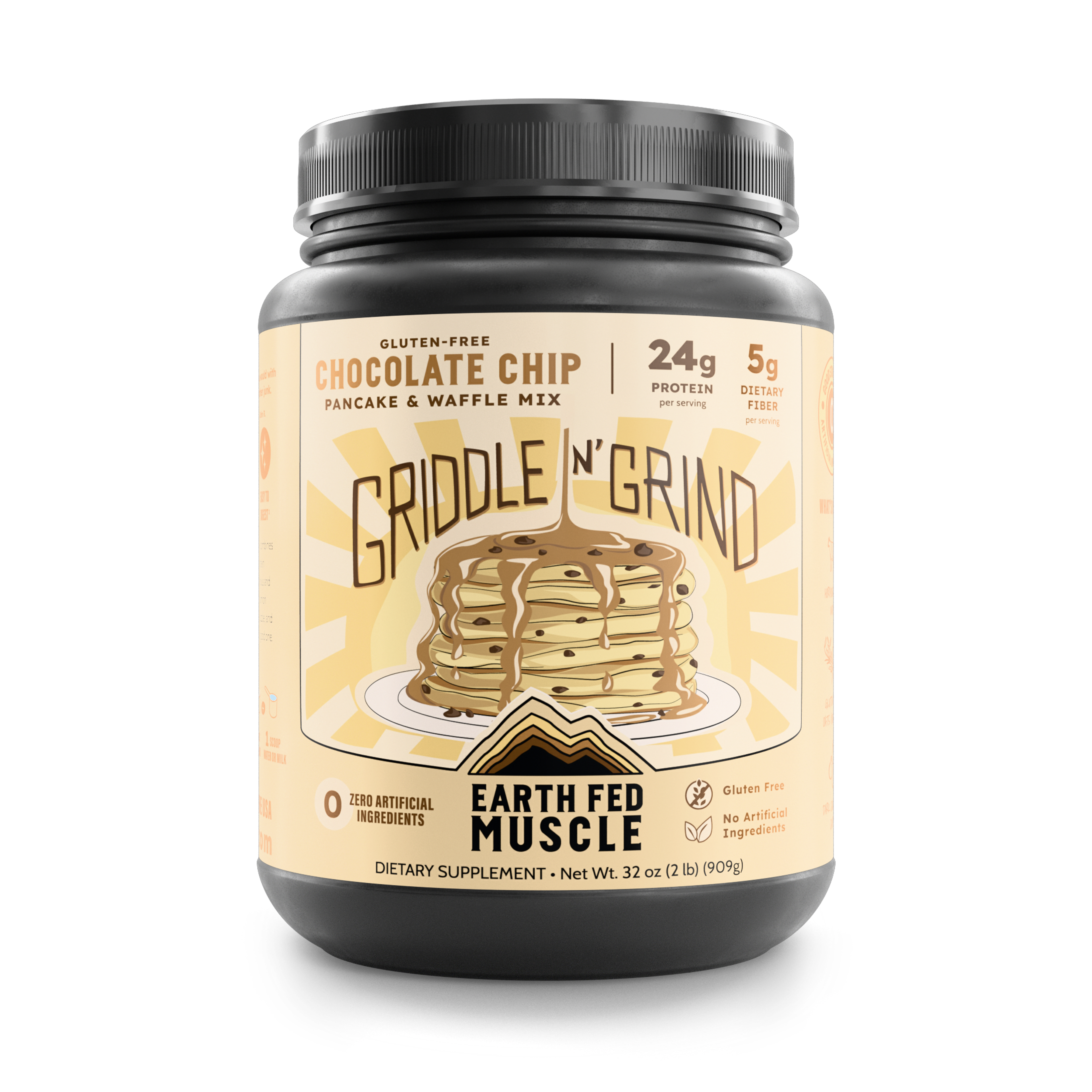Bag of Griddle N' Grind chocolate chip pancake mix, 2 lb