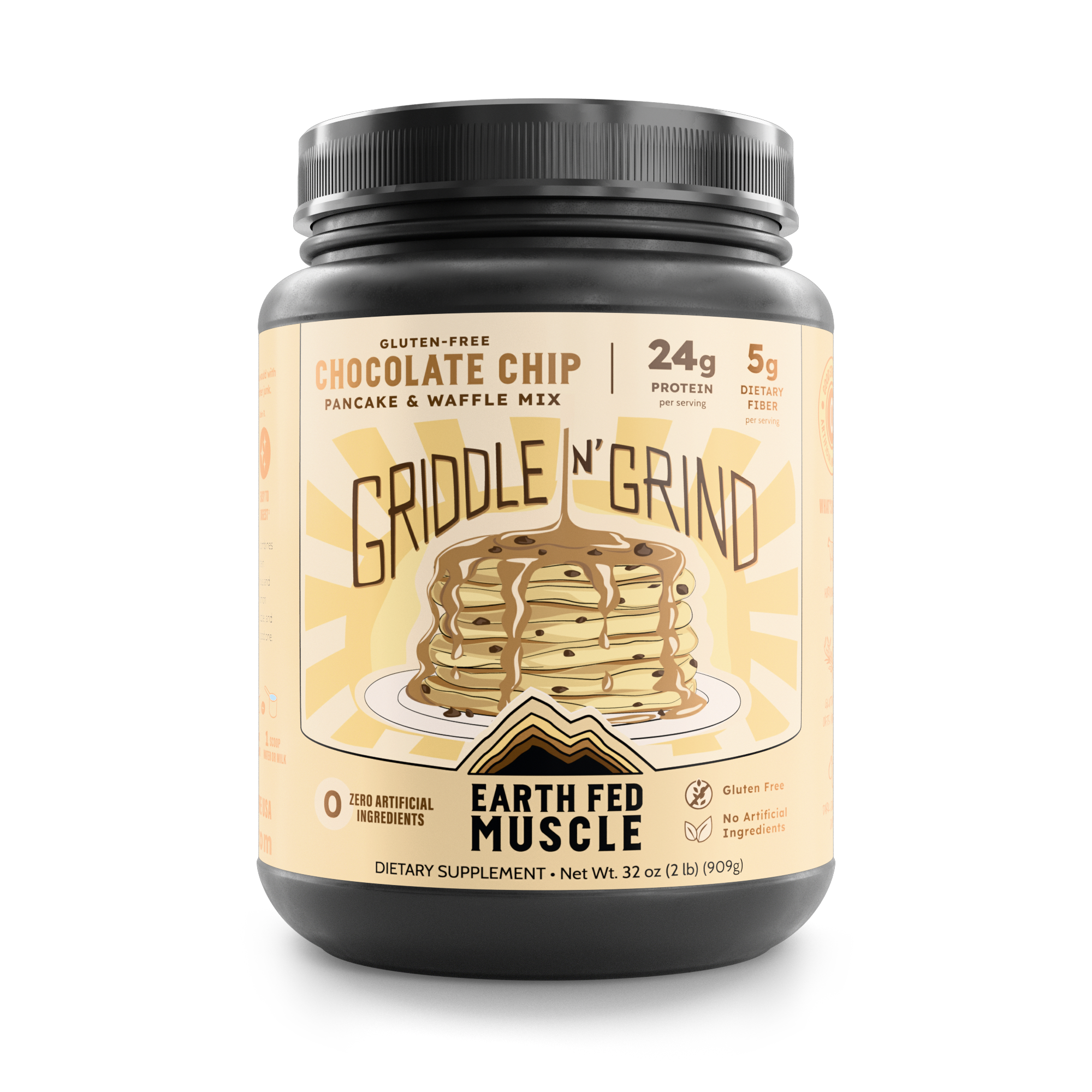 Bag of Griddle N' Grind chocolate chip pancake mix, 2 lb