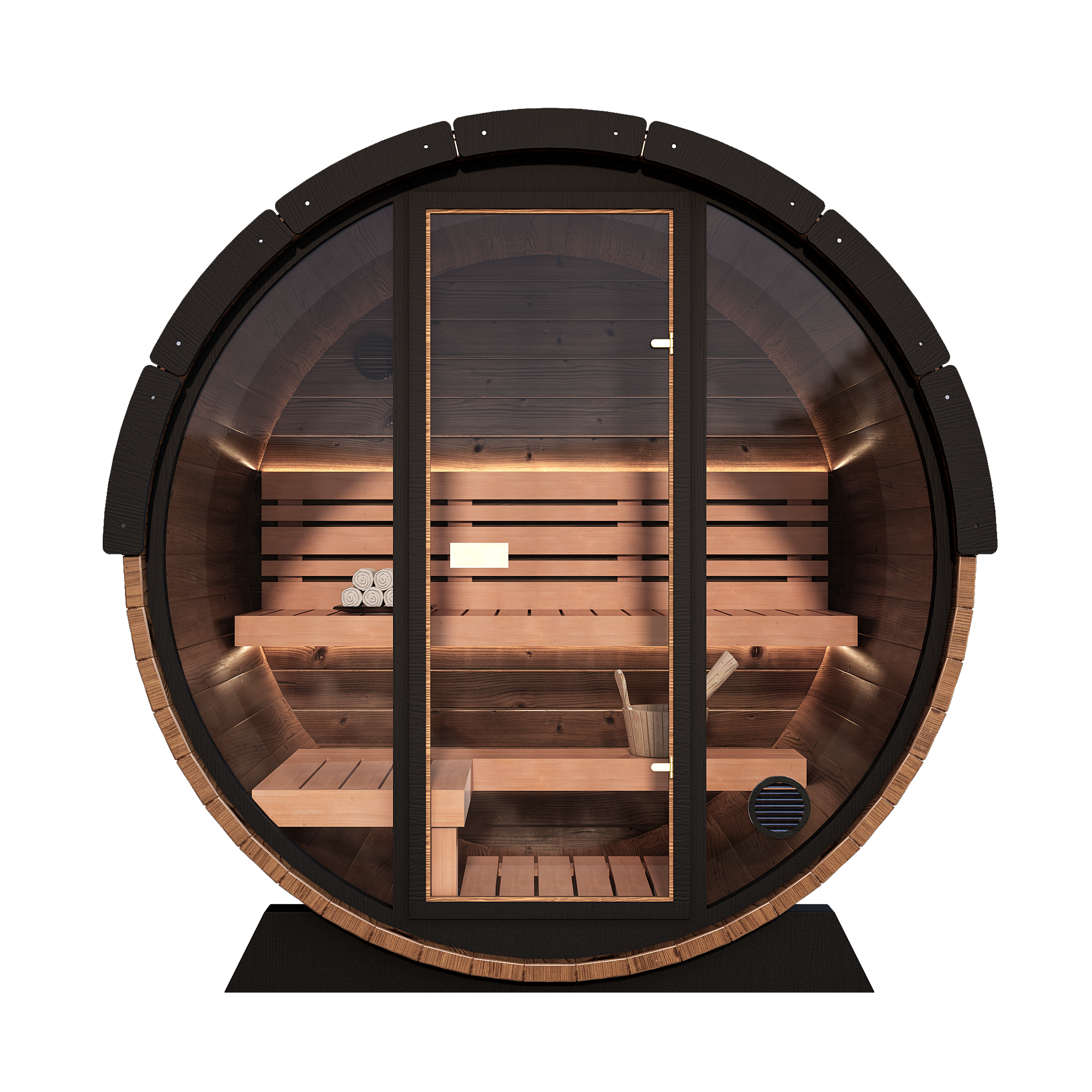Nordic II Front Glass Traditional Outdoor Barrel Sauna