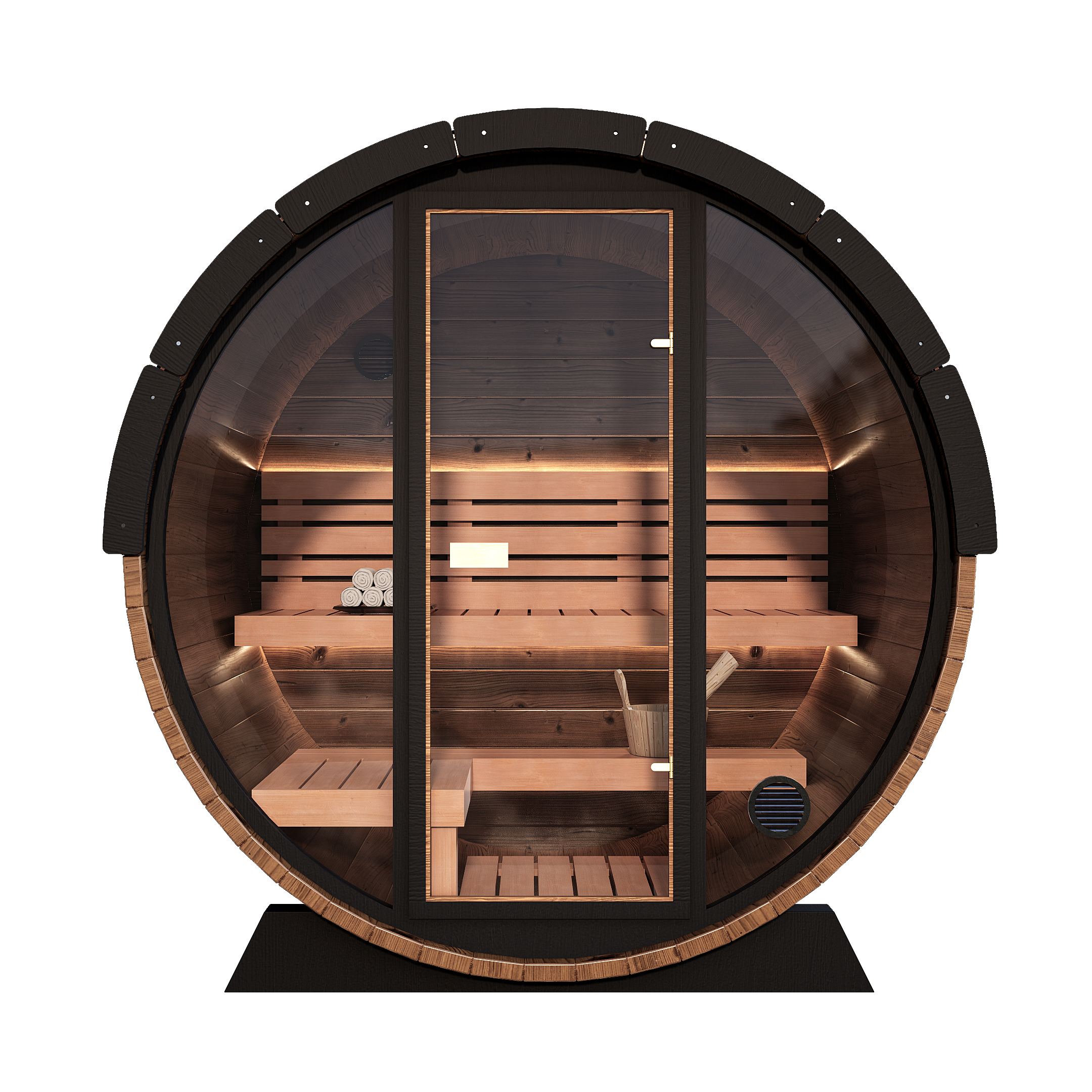 Nordic II Front Glass Traditional Outdoor Barrel Sauna