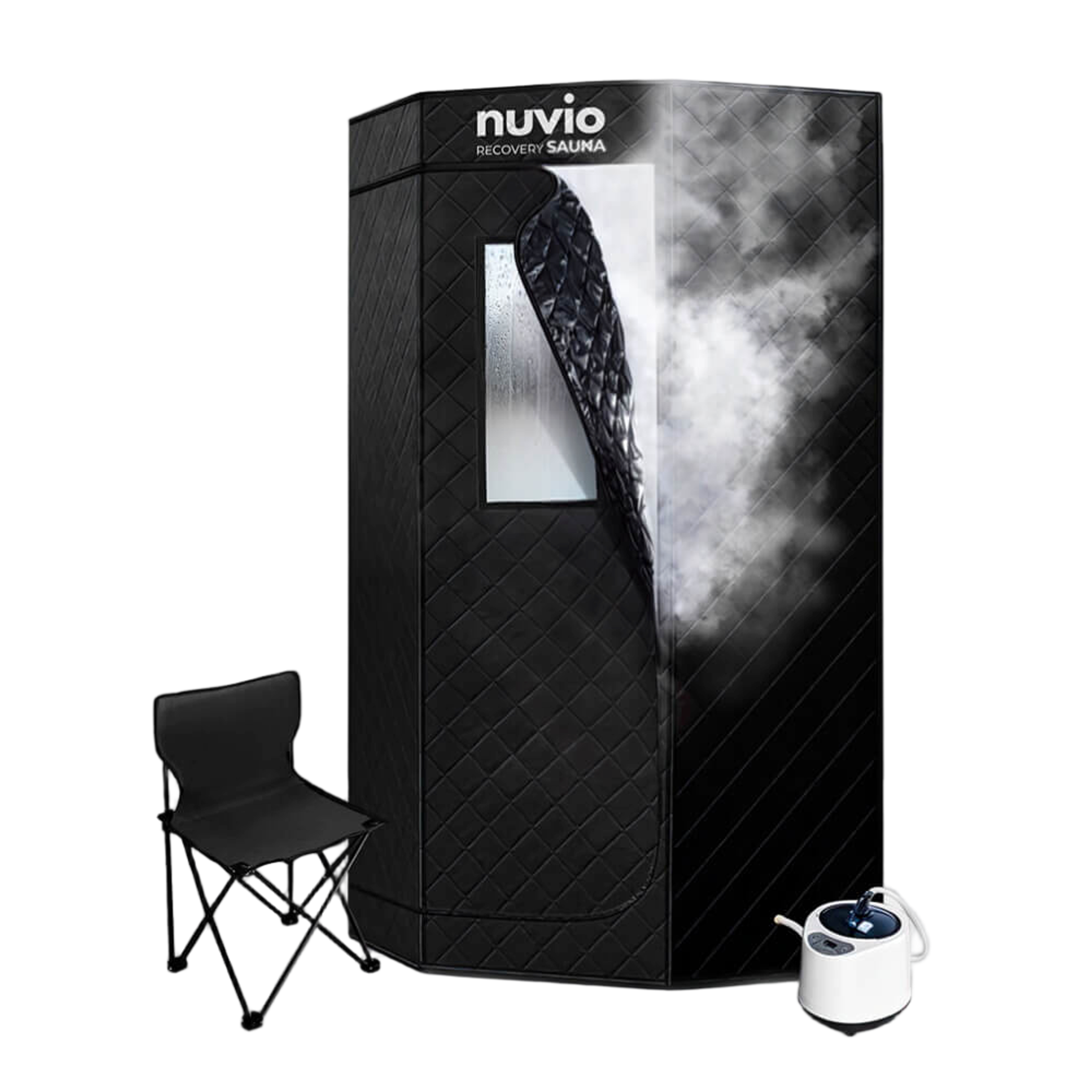 Portable sauna product with accessories laid out