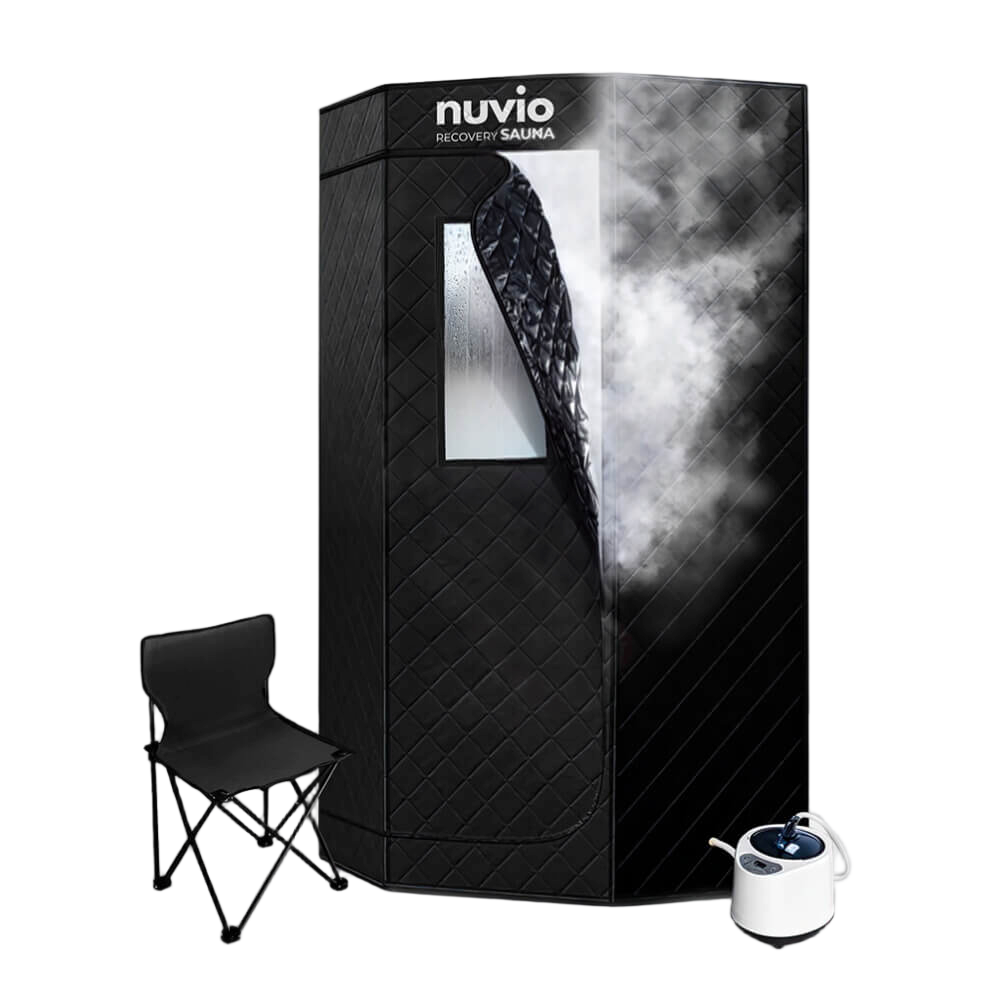 Portable sauna product with accessories laid out