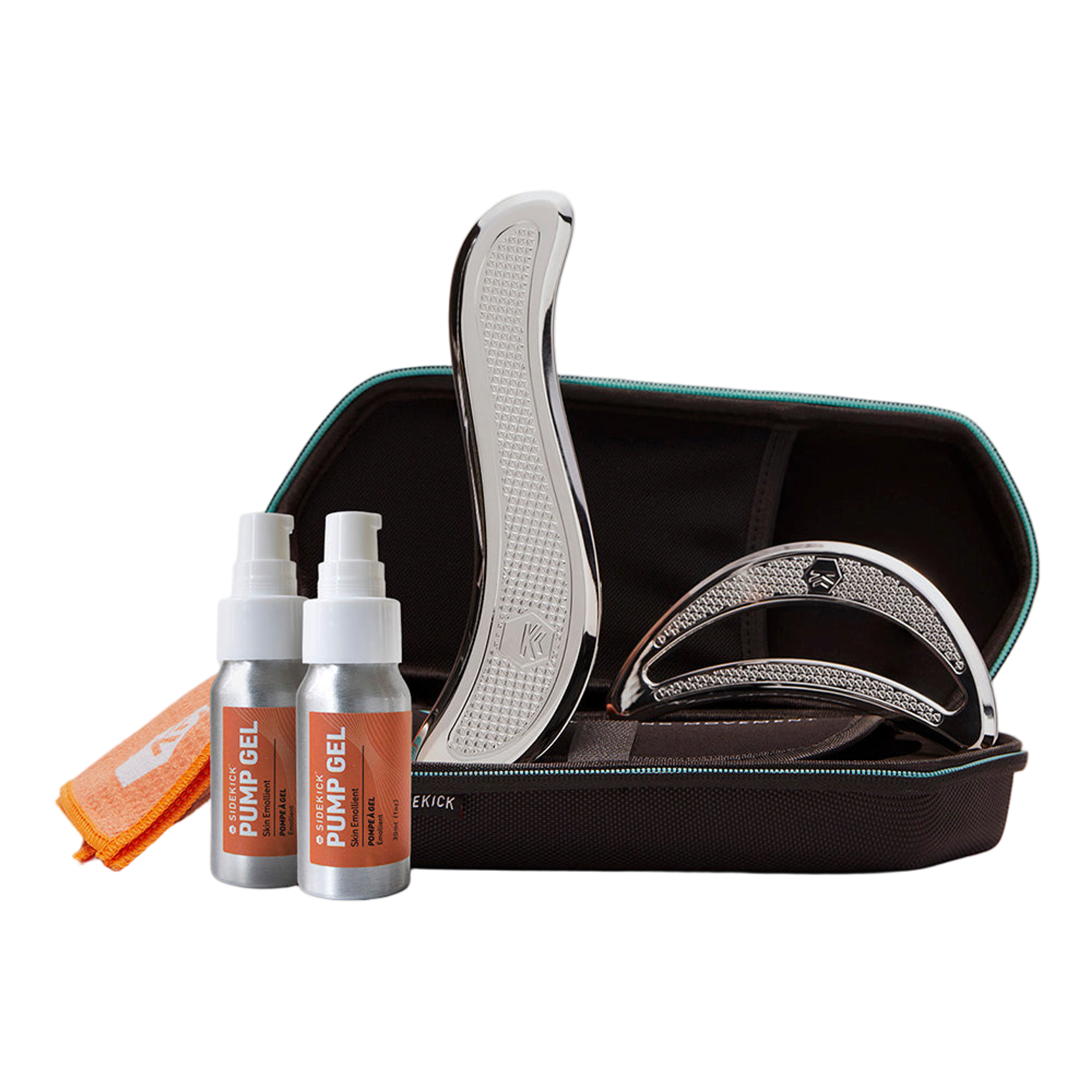 Bottle of Sidekick pump gel on white background