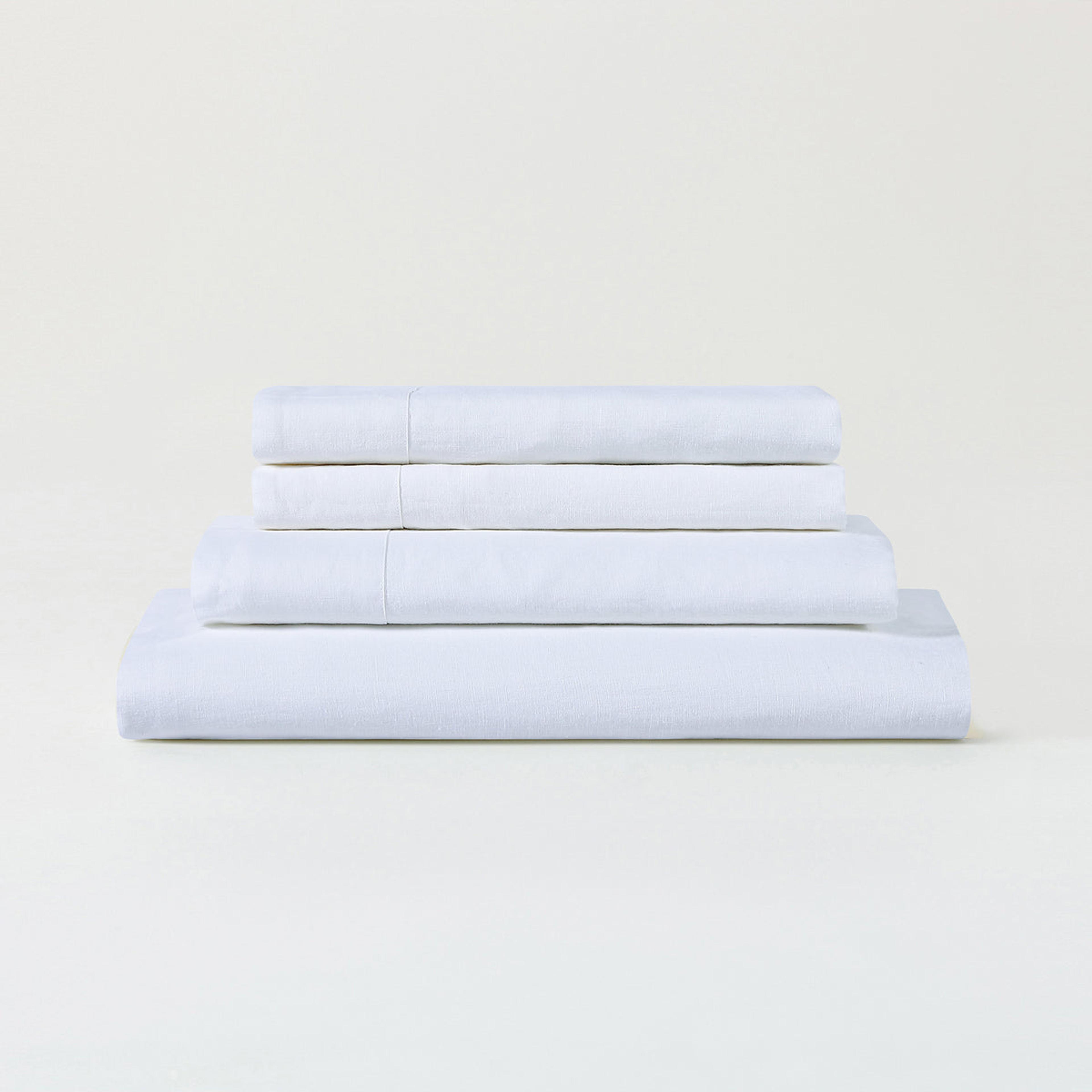 Product image for LuxeWeave Linen Sheet Set in Snow