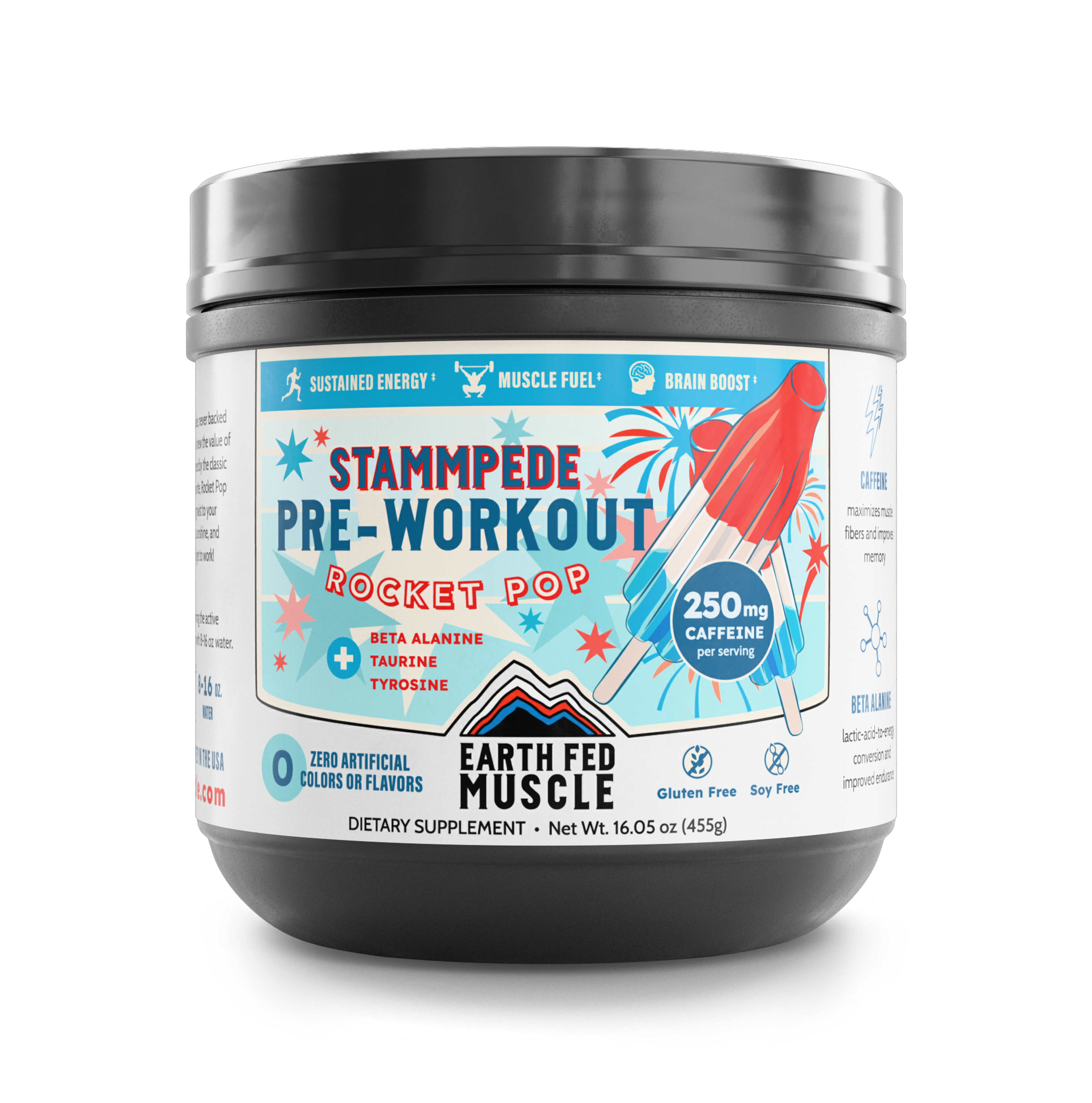 44 oz tub of Stammpede Rocket Pop preworkout