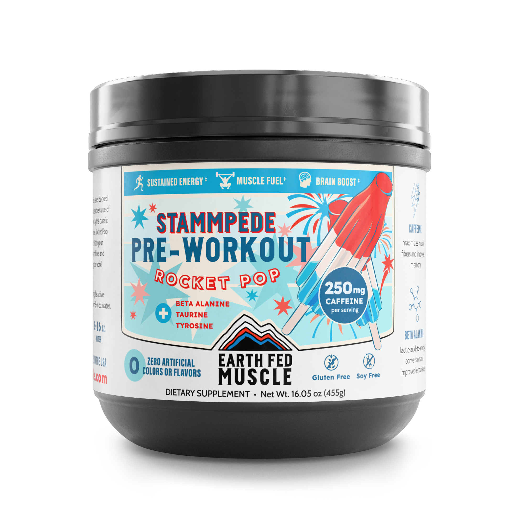 44 oz tub of Stammpede Rocket Pop preworkout