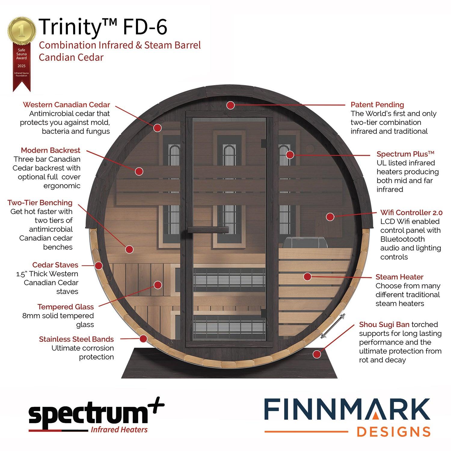 Finnmark FD-6 Infrared & Steam Barrel Sauna image 2