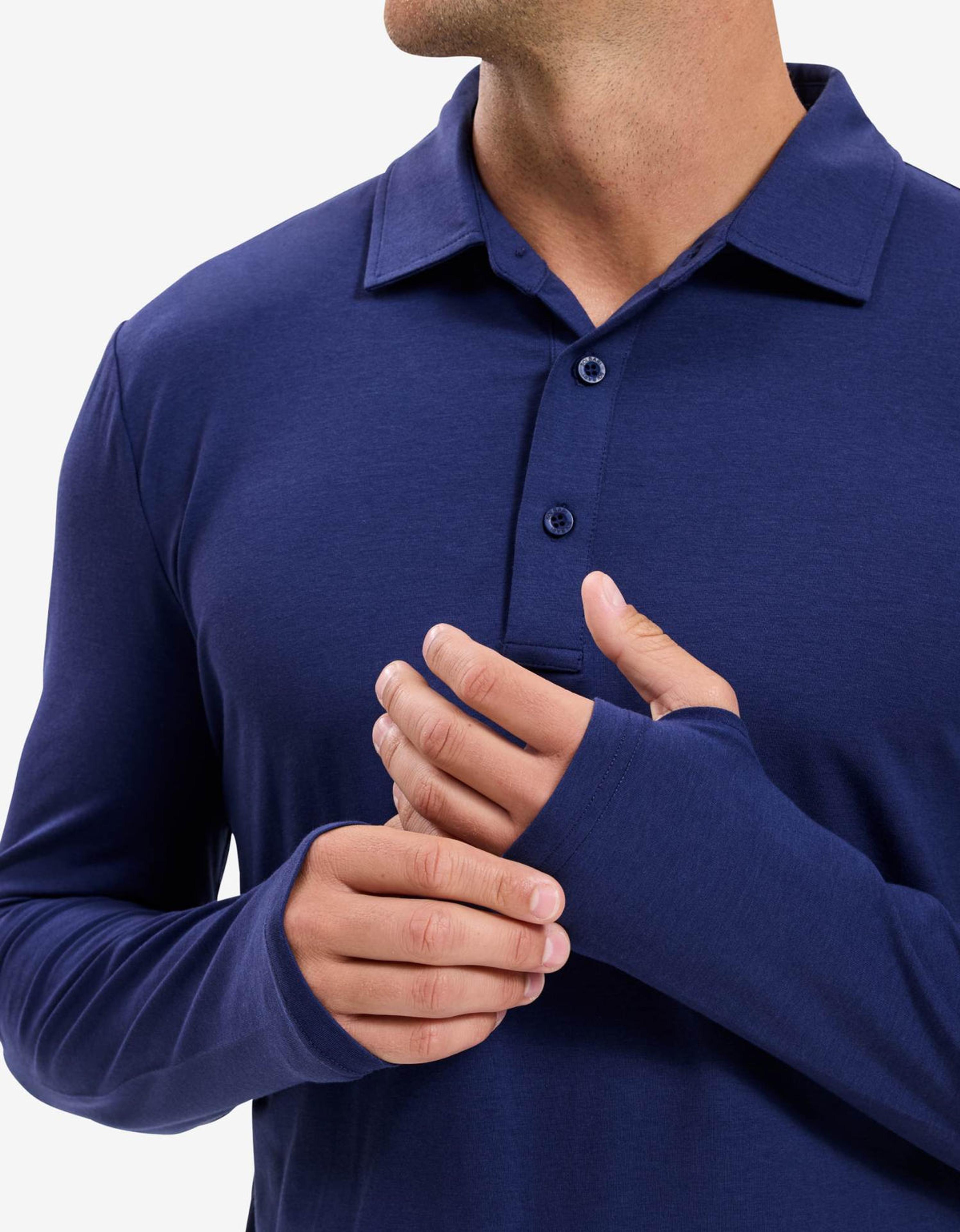 Long Sleeve Polo Shirt UPF 50+ in Navy