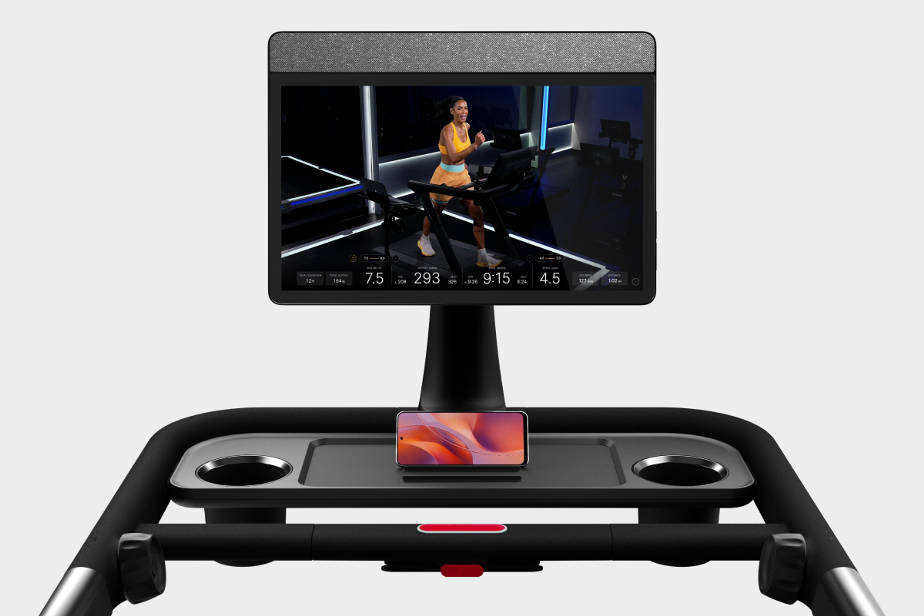 Front view of the Peloton Tread Flex screen and console.