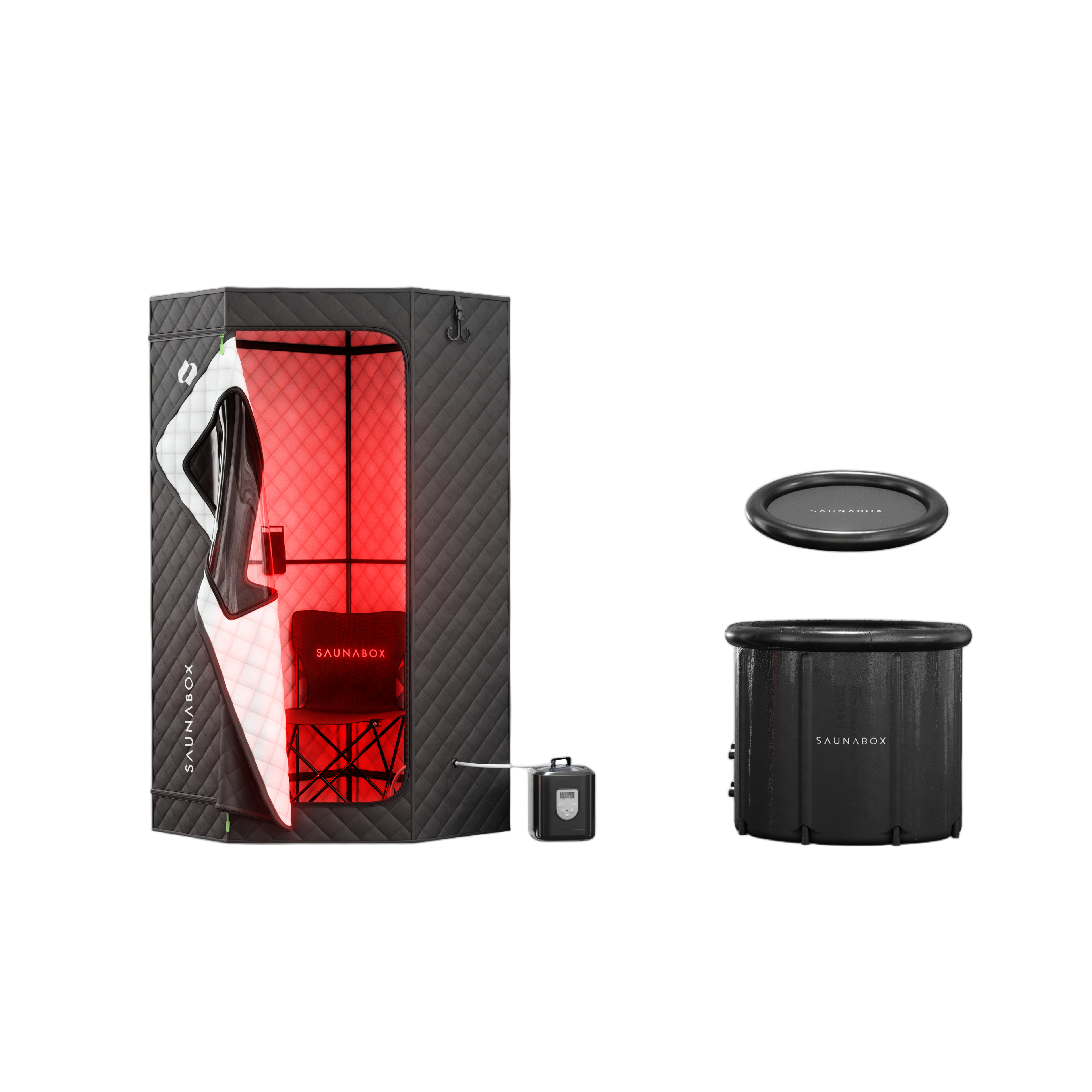 Portable steam sauna tent kit with red-light panel