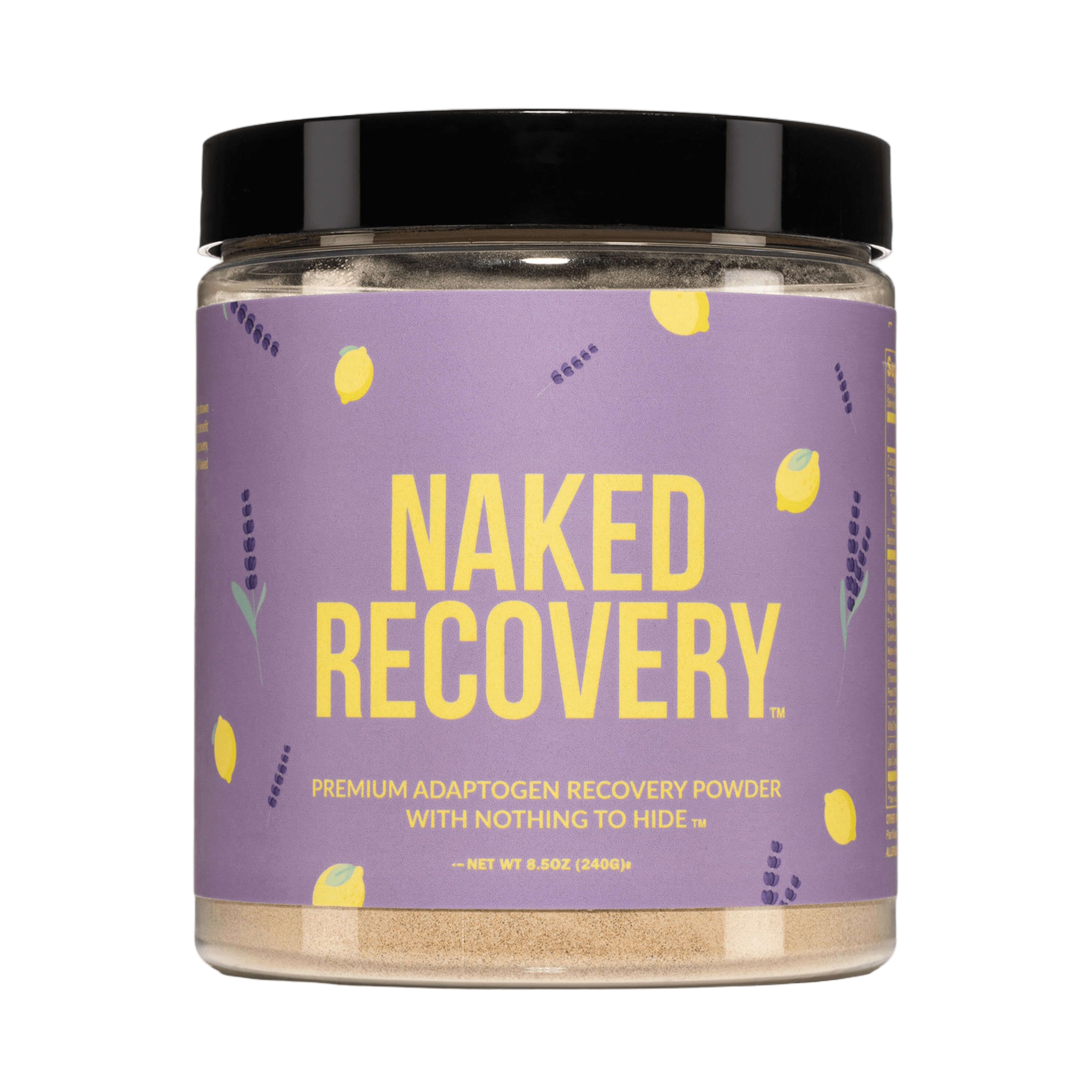Naked Recovery mushroom supplement product packaging