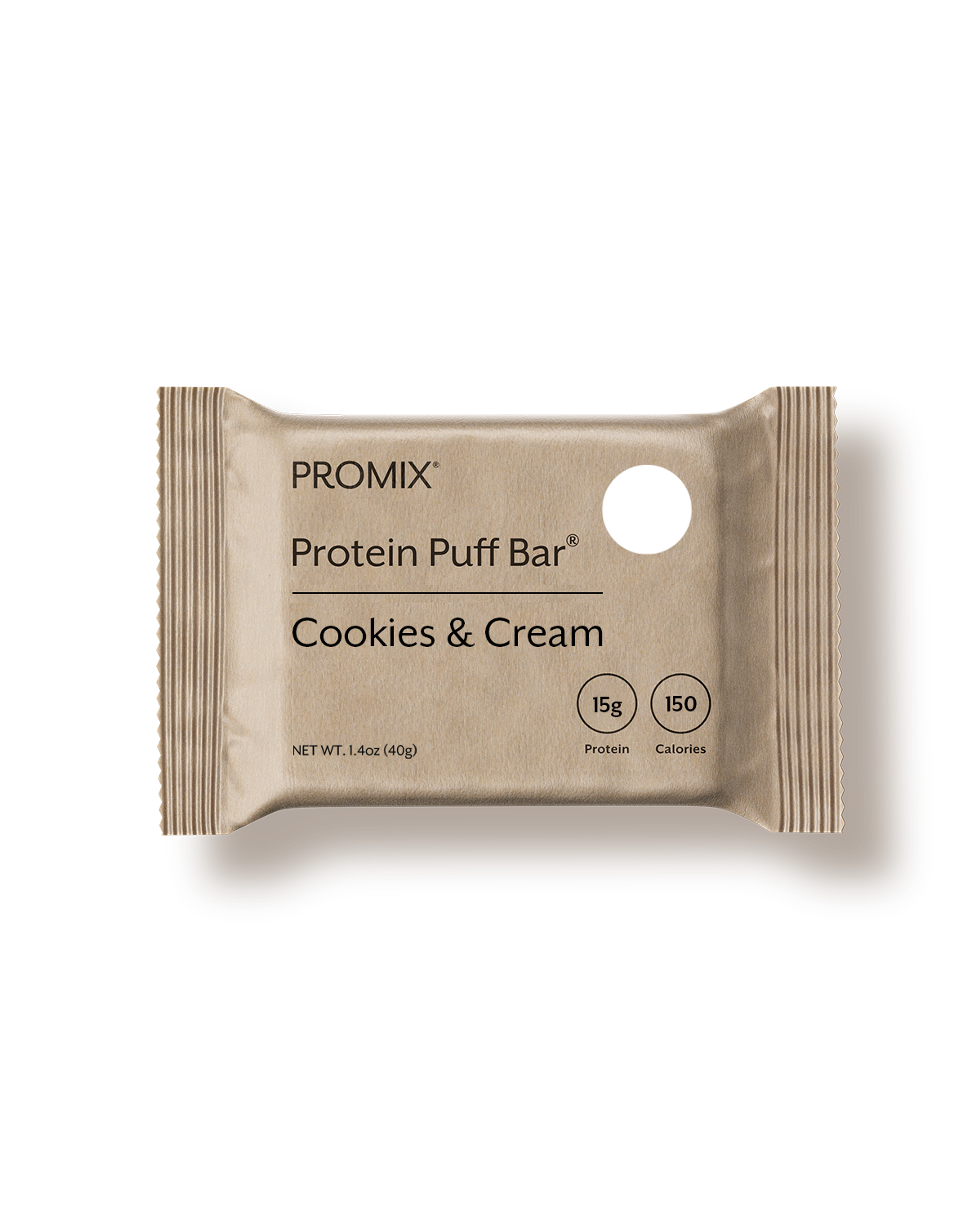 Box of Promix Cookies and Cream Whey Protein Puff Bars