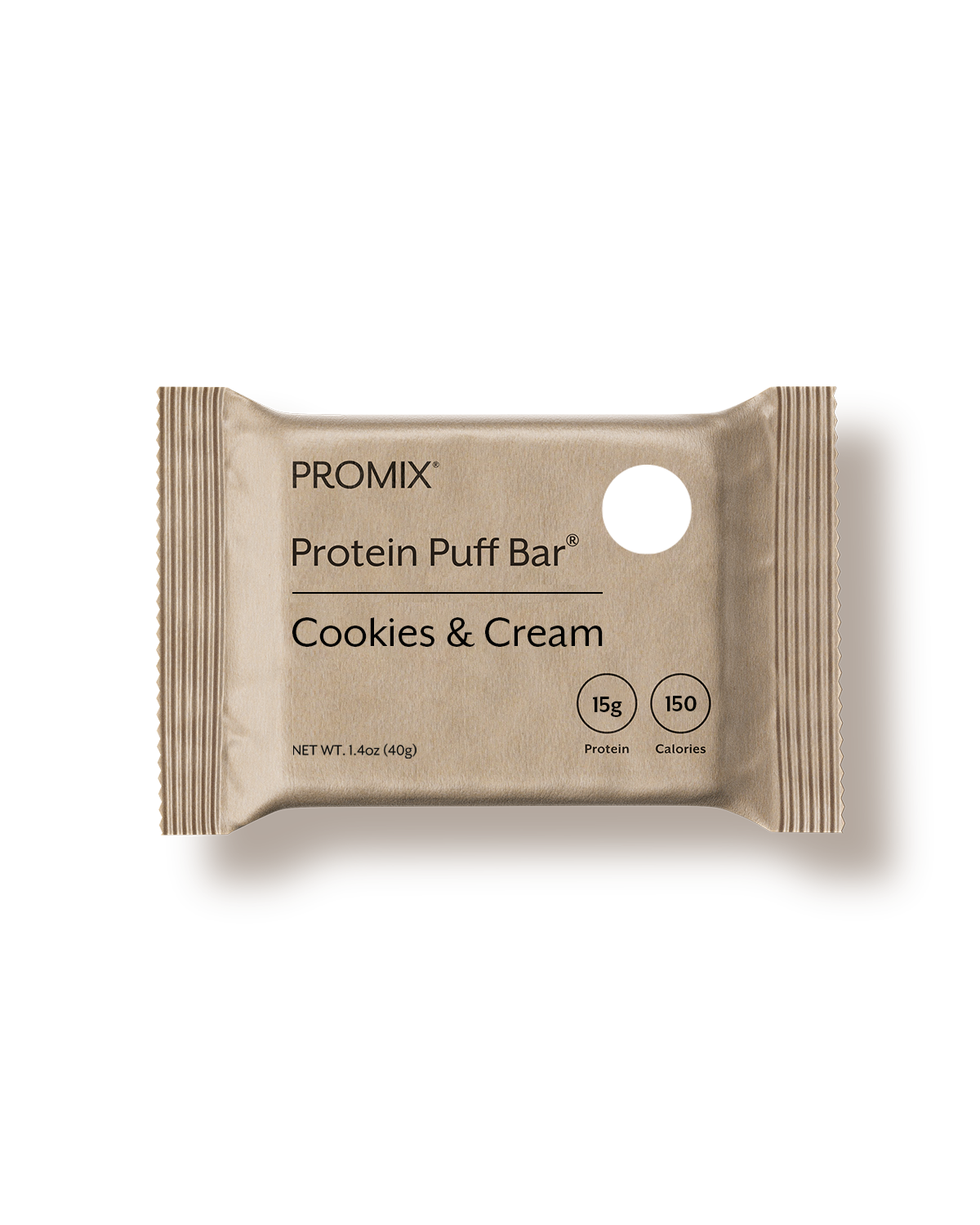 Box of Promix Cookies and Cream Whey Protein Puff Bars