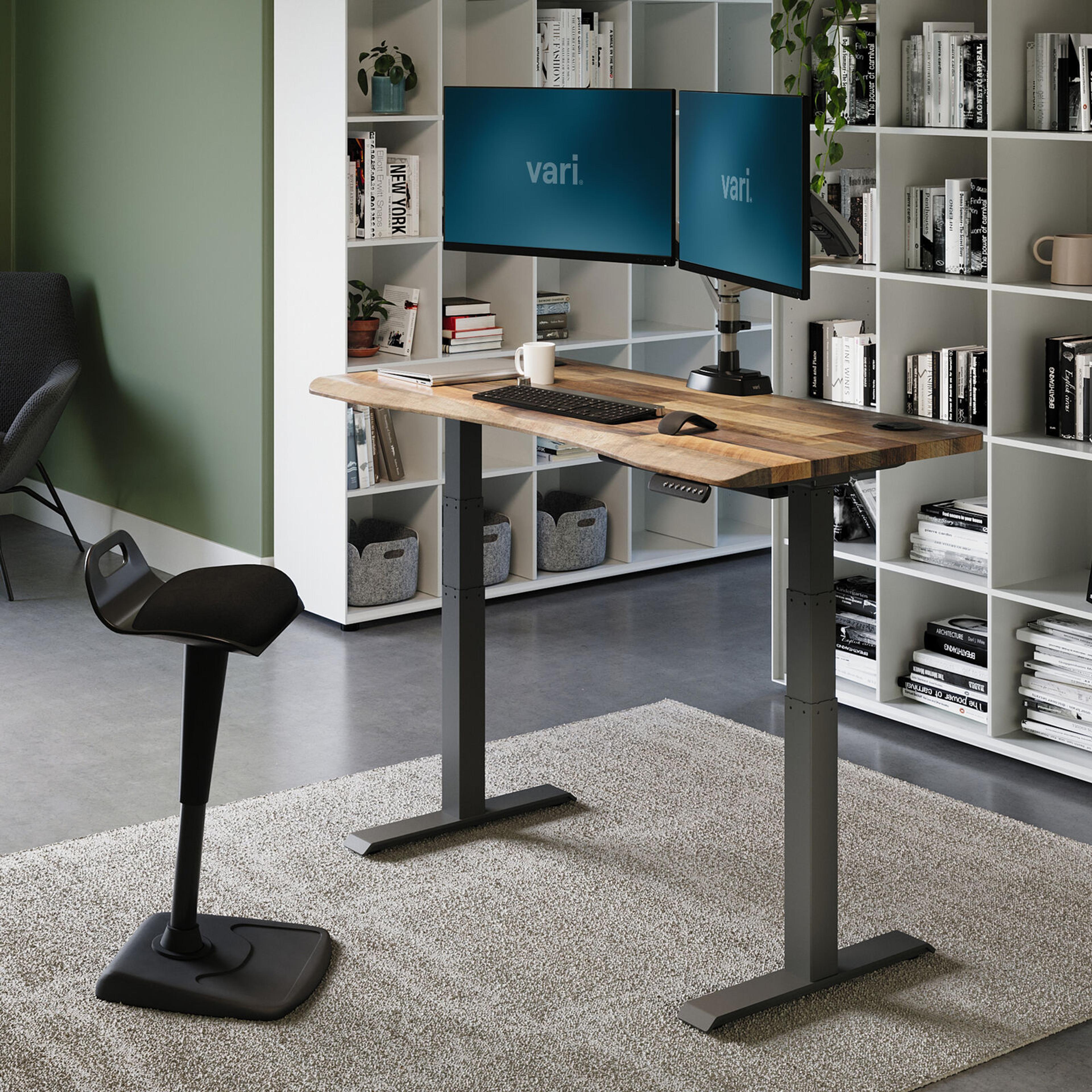 Ergo Electric Standing Desk 54x26 in Reclaimed Wood/Slate