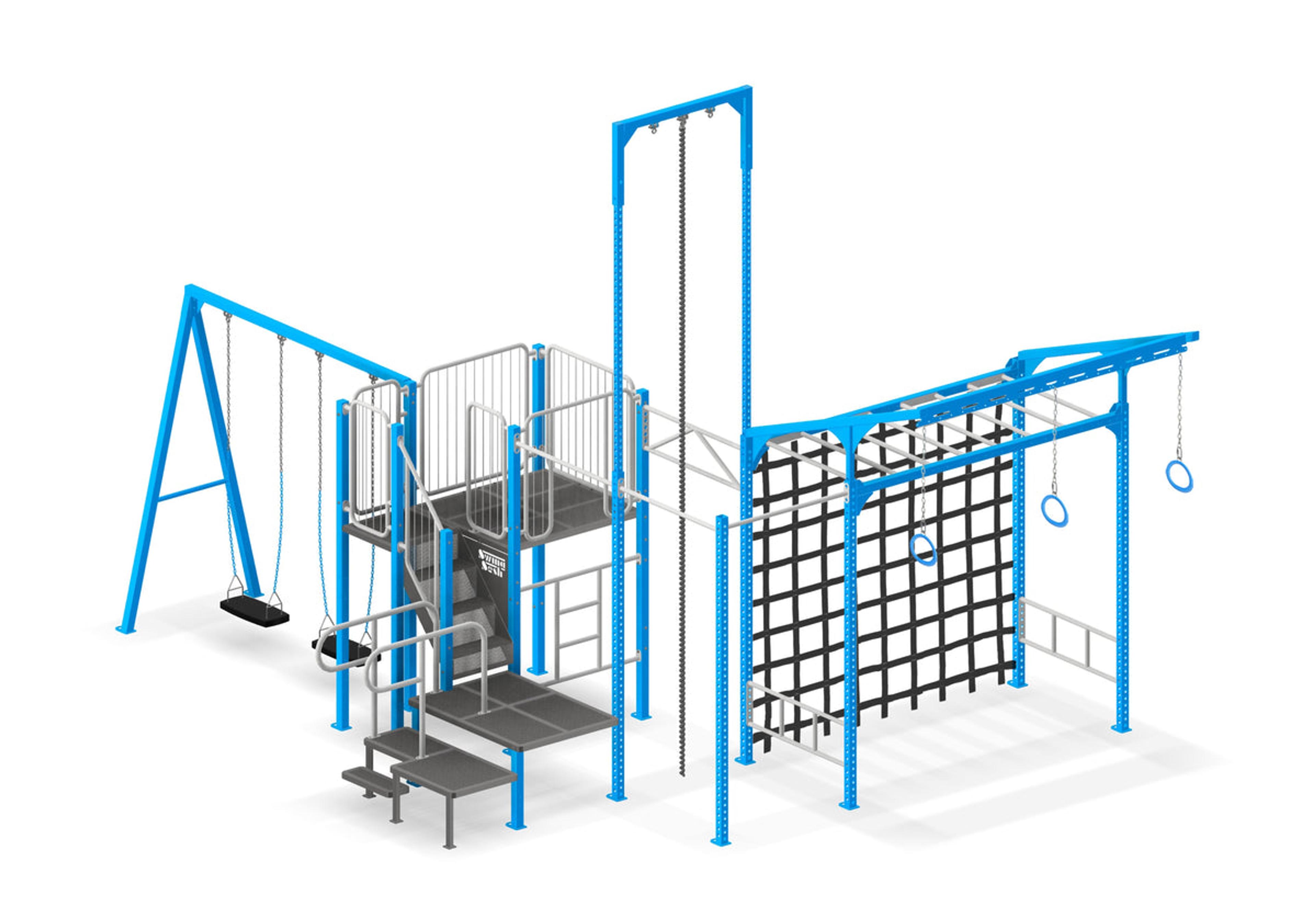 Product image for Obstacle Course Swing Set in Azure Blue